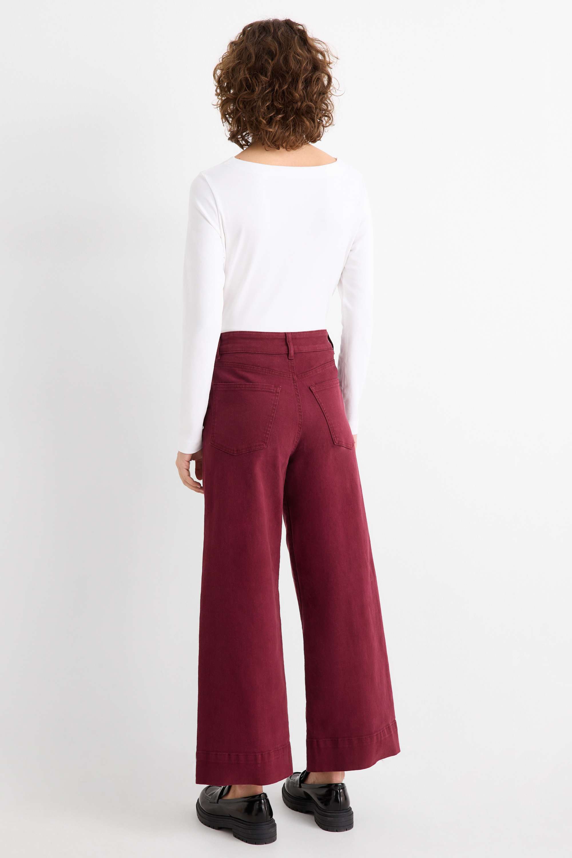 Cloth trousers - high waist - wide leg bordeaux