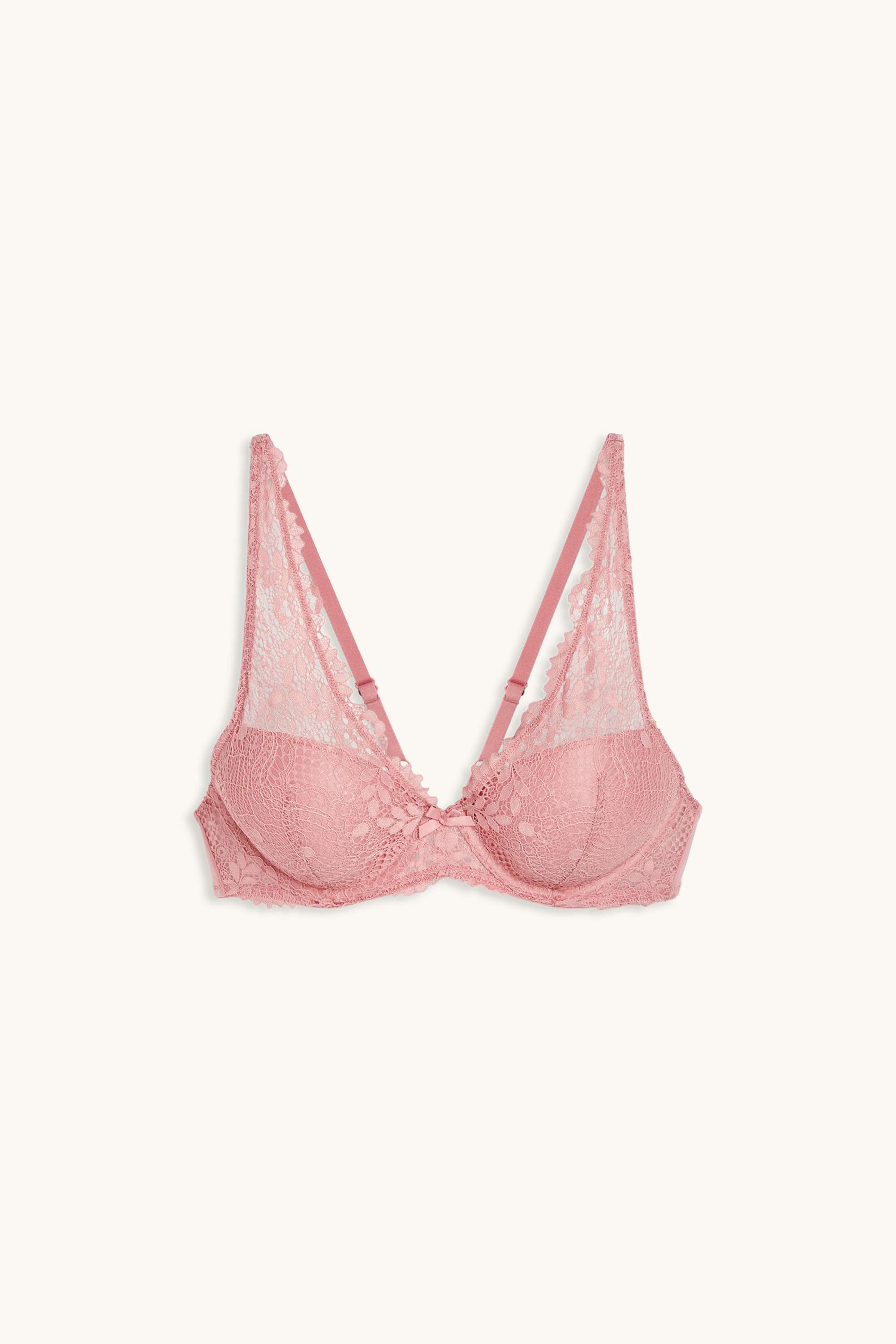 Underwire bra - PLUNGE - padded coral