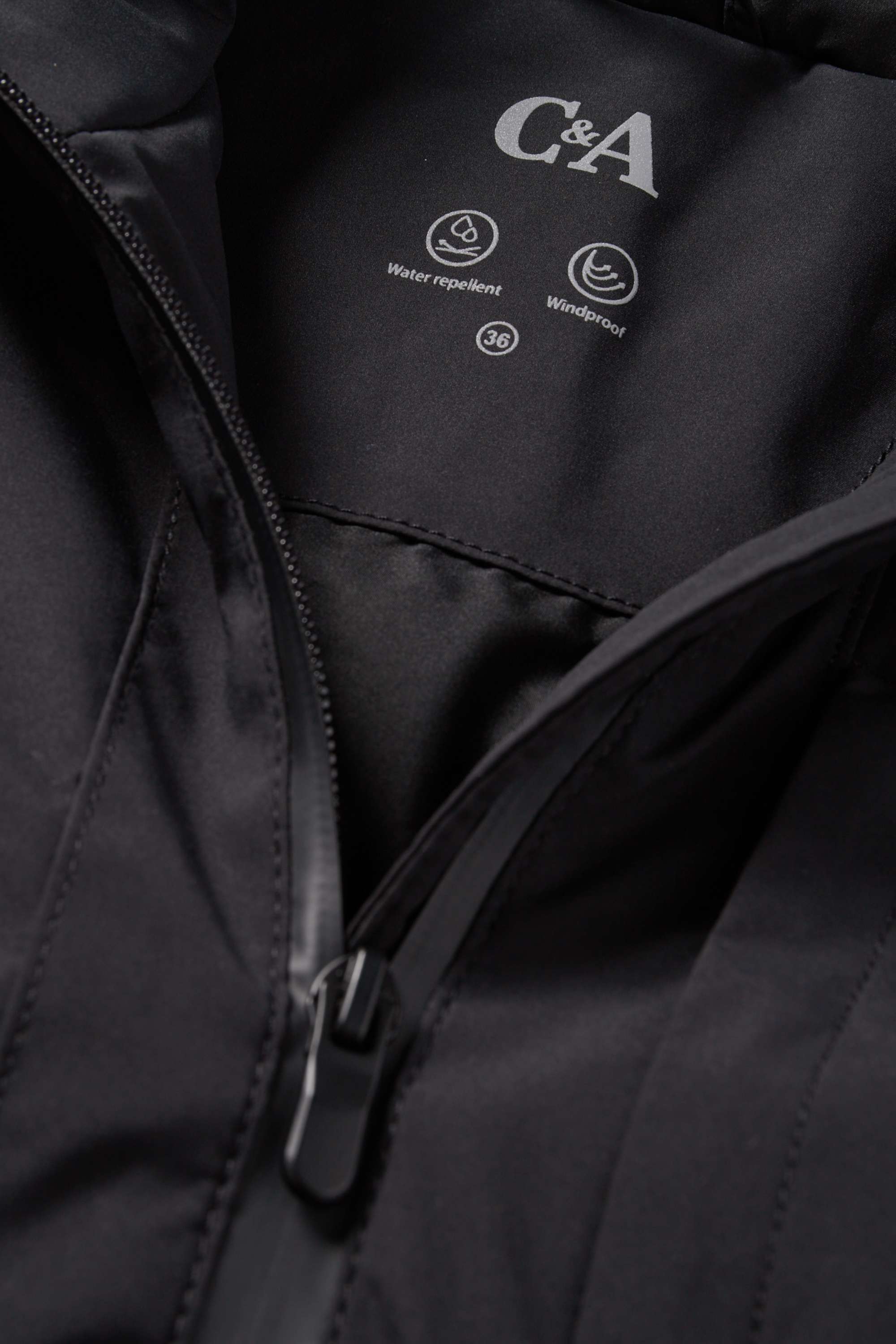 Jacket with hood - lined - water-repellent black