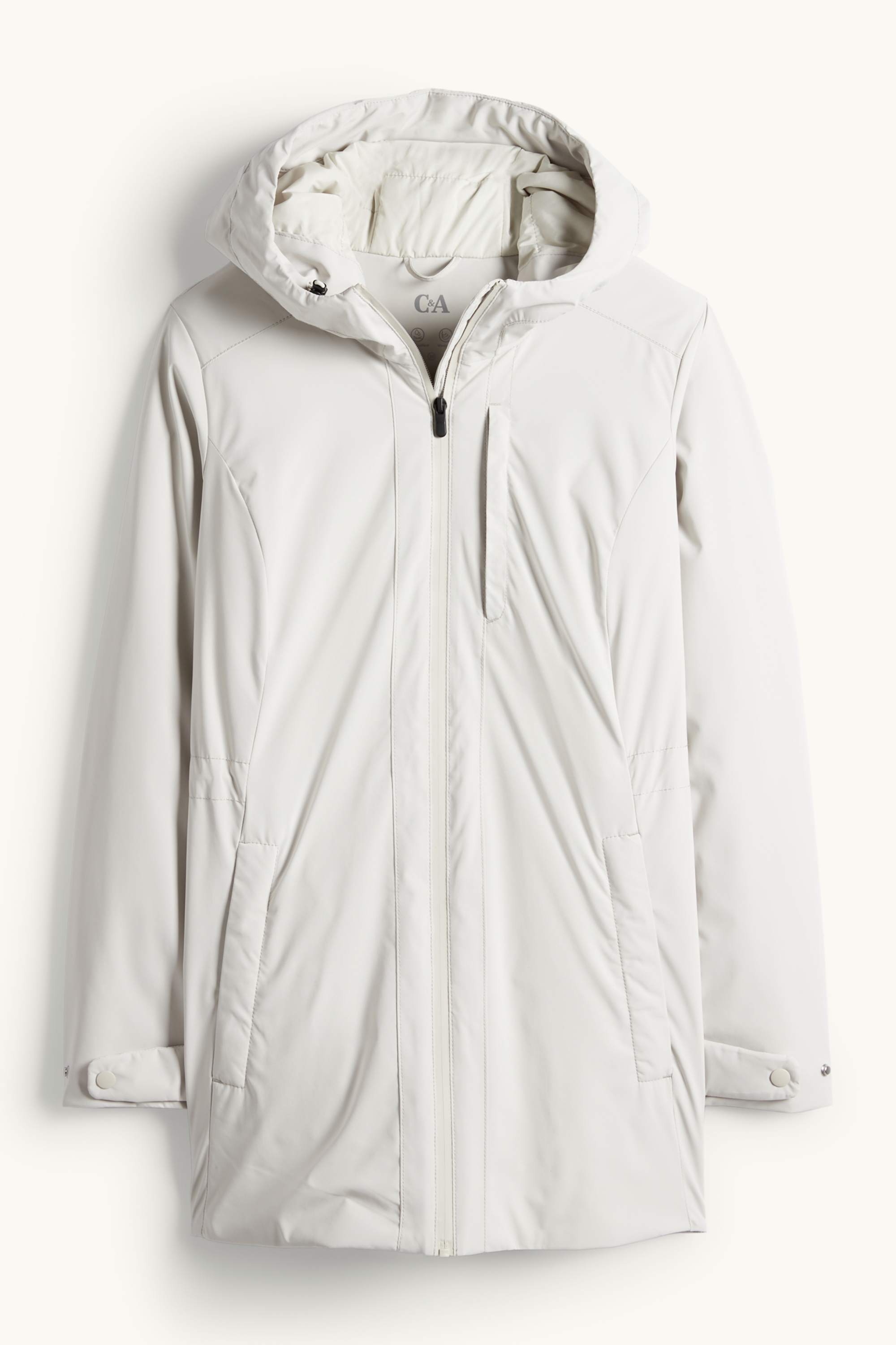 Jacket with hood - lined - water-repellent snow white