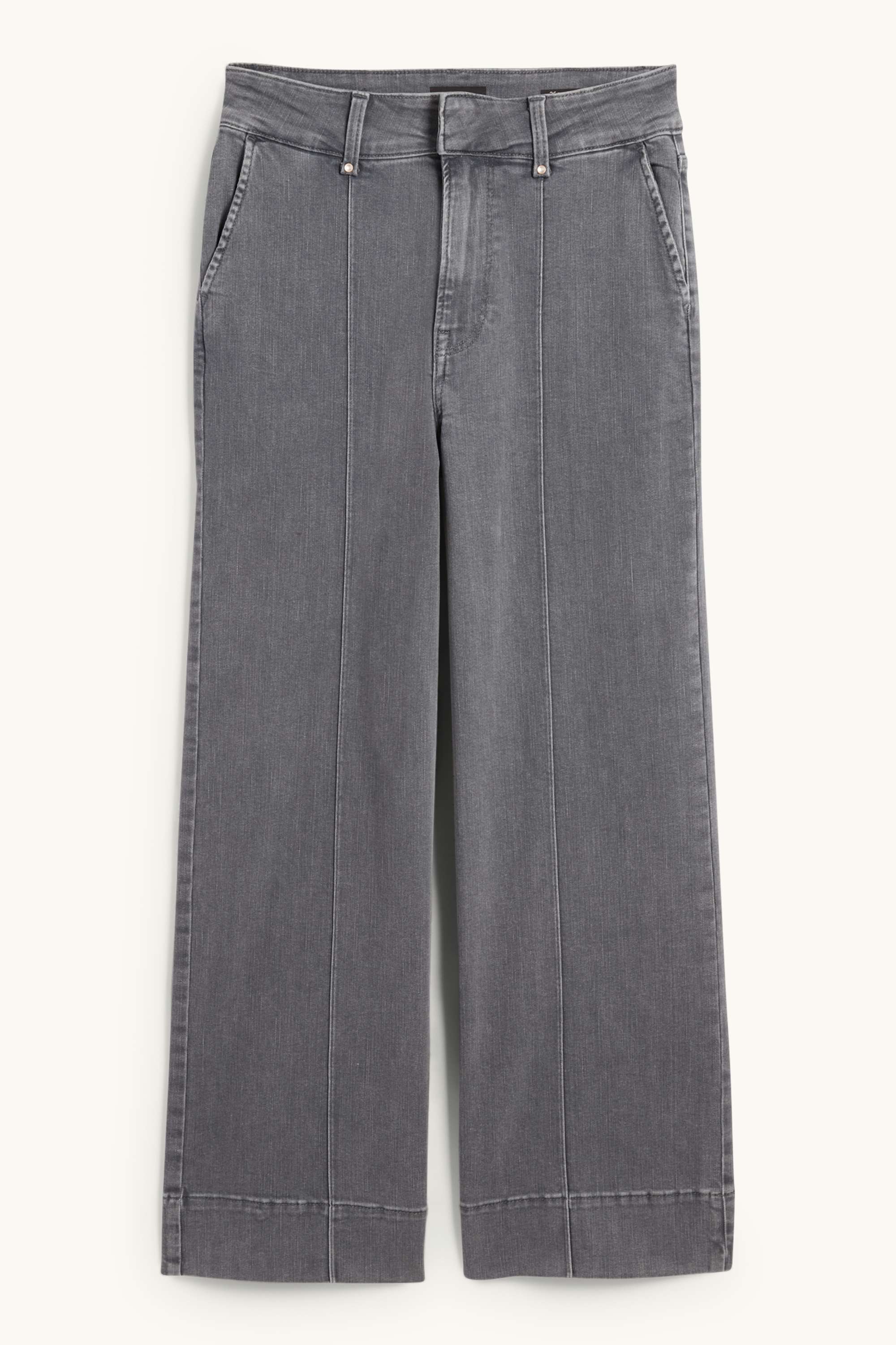 Wide leg jeans - high waist denim-light gray