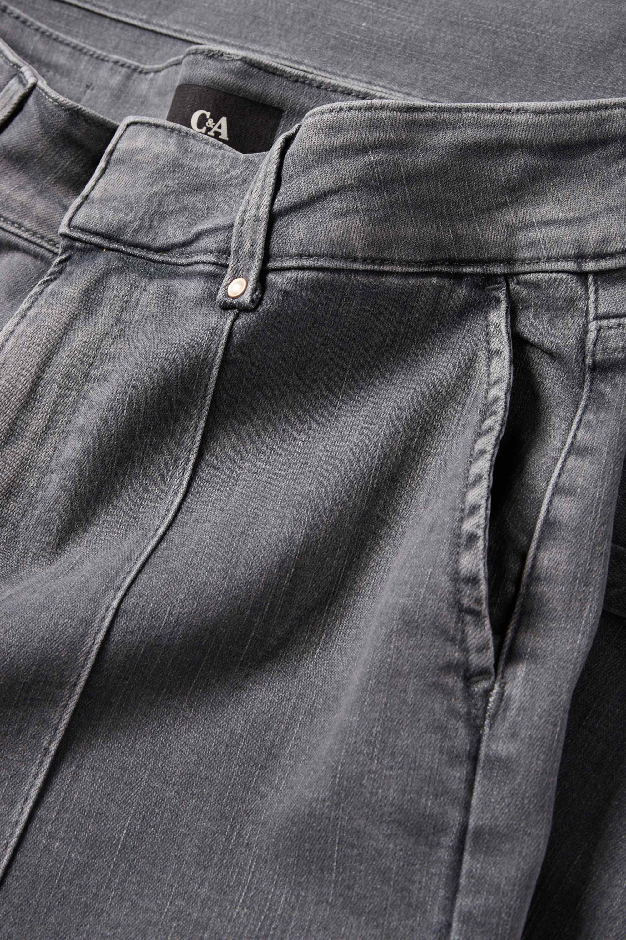 Wide leg jeans - high waist denim-light gray