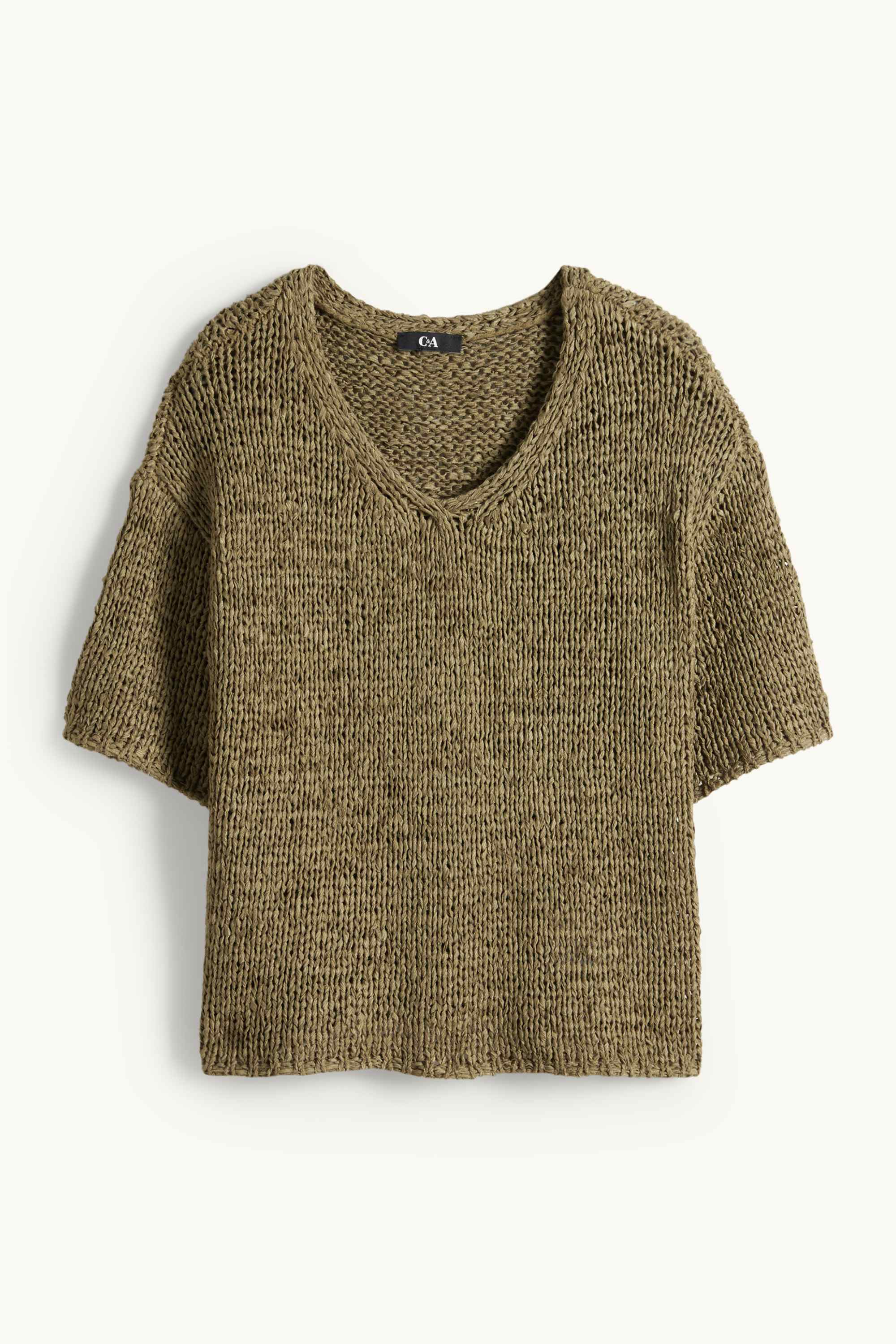 Knitted jumper - short sleeve dark green
