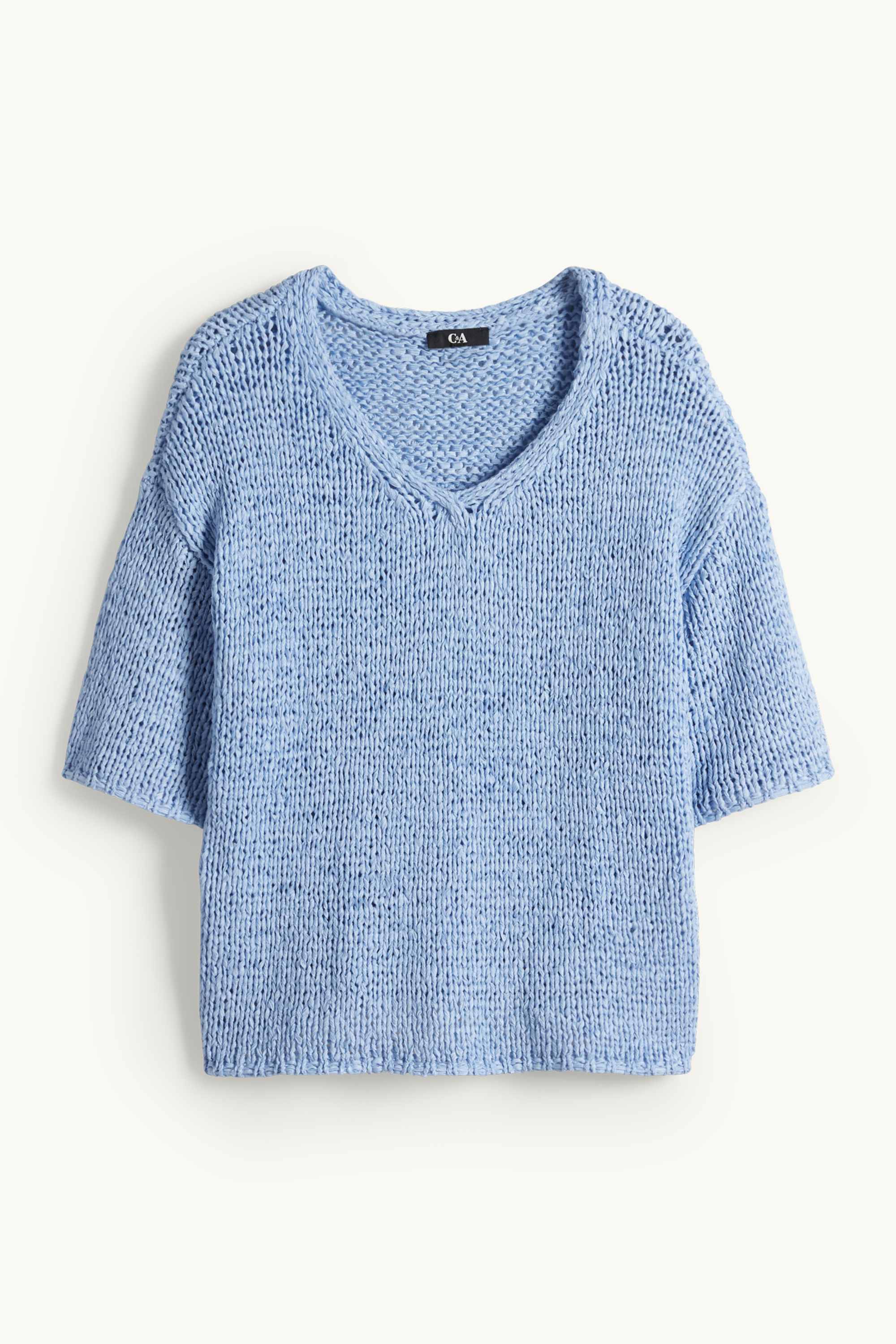 Knitted jumper - short sleeve light blue