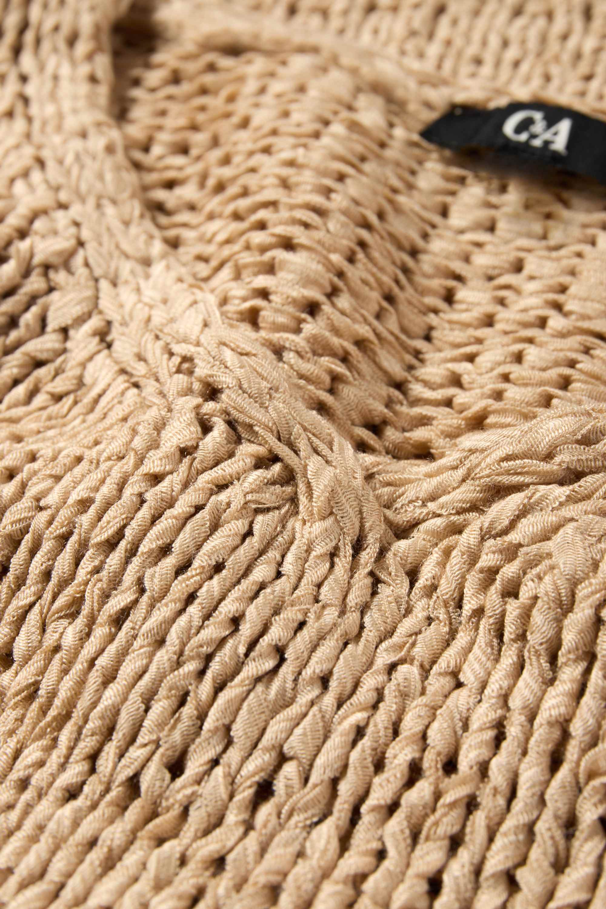 Knitted jumper - short sleeve beige