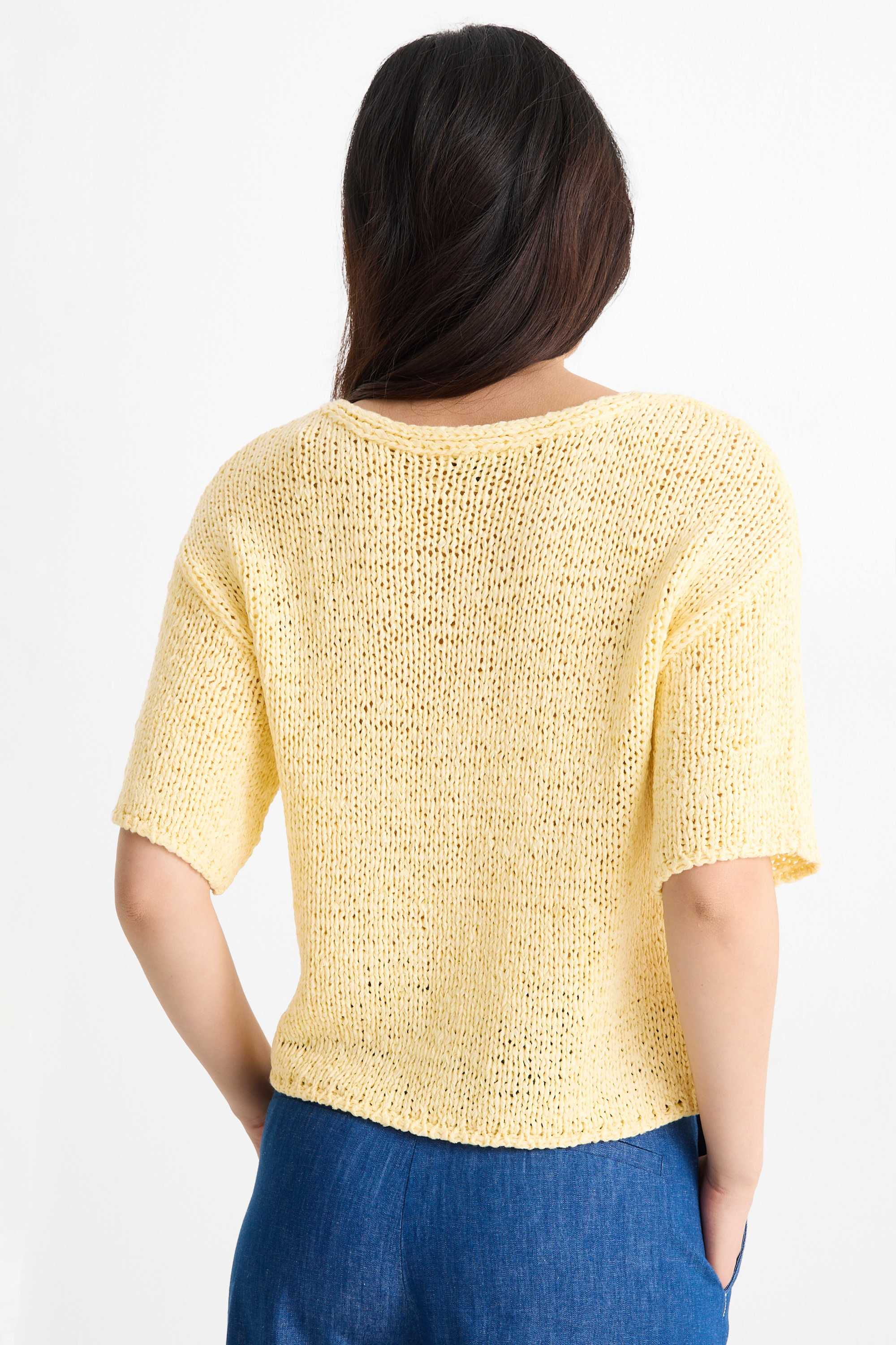 Knitted jumper - short sleeve yellow