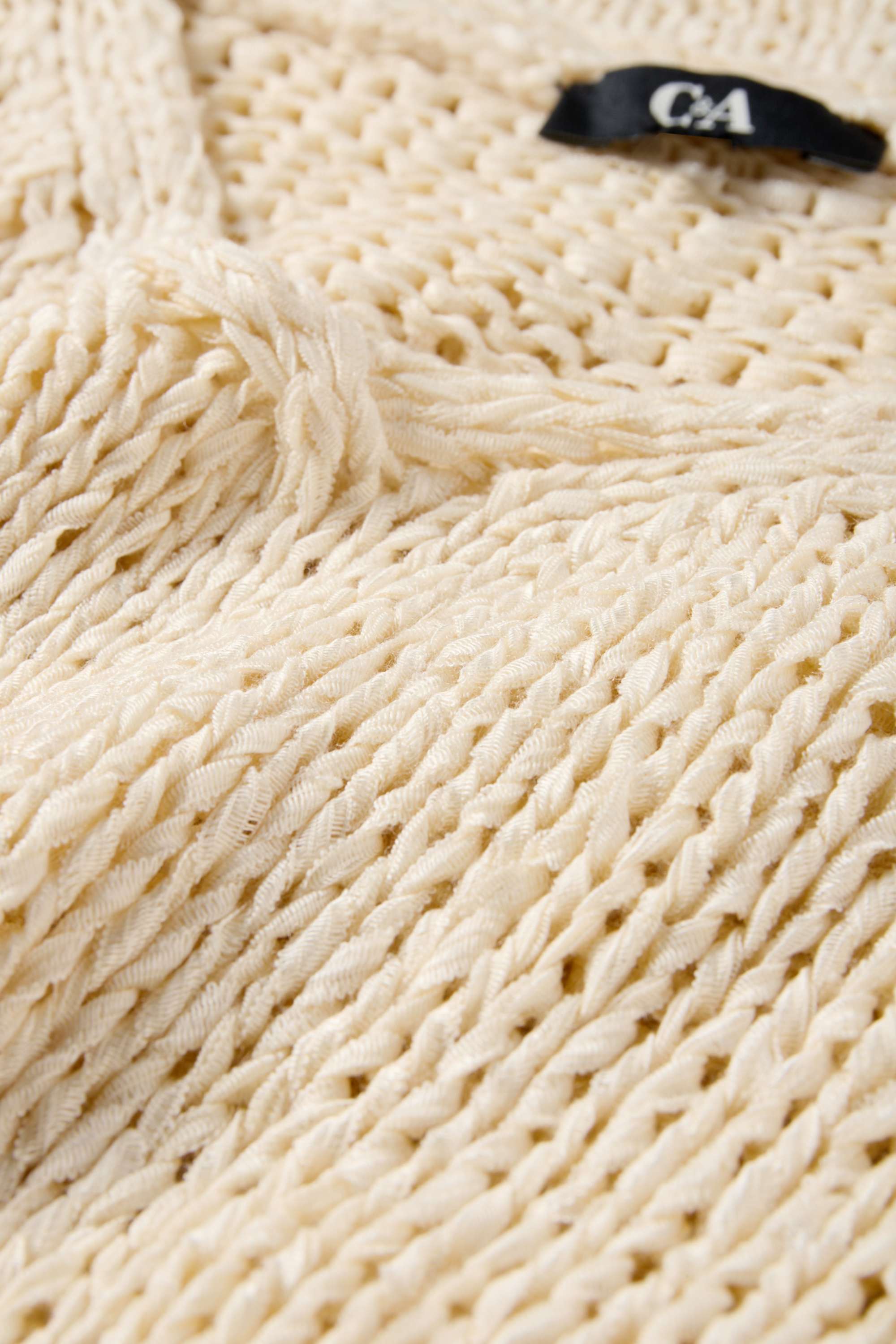 Knitted jumper - short sleeve light beige