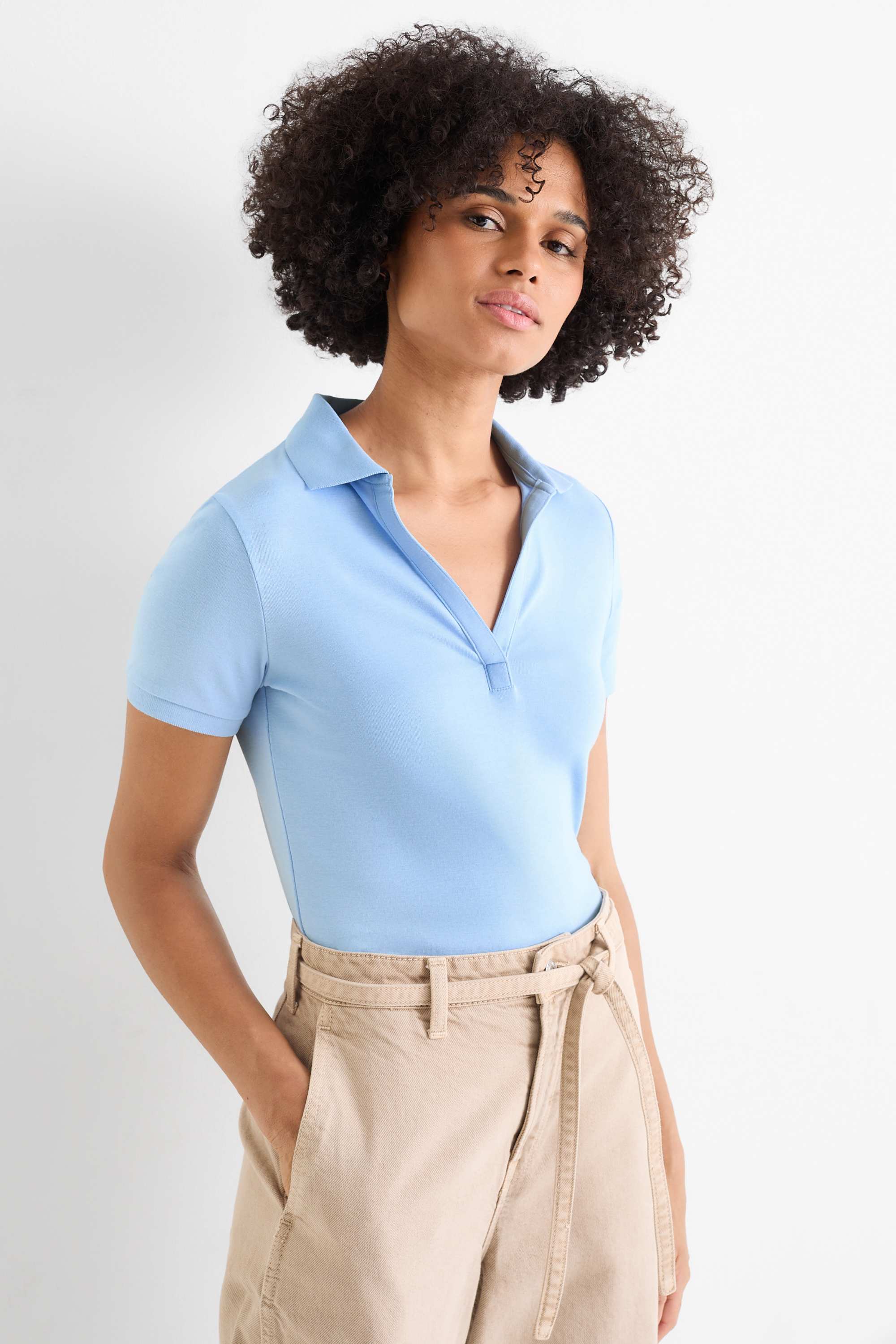 Polo shirt - regular fit light blue