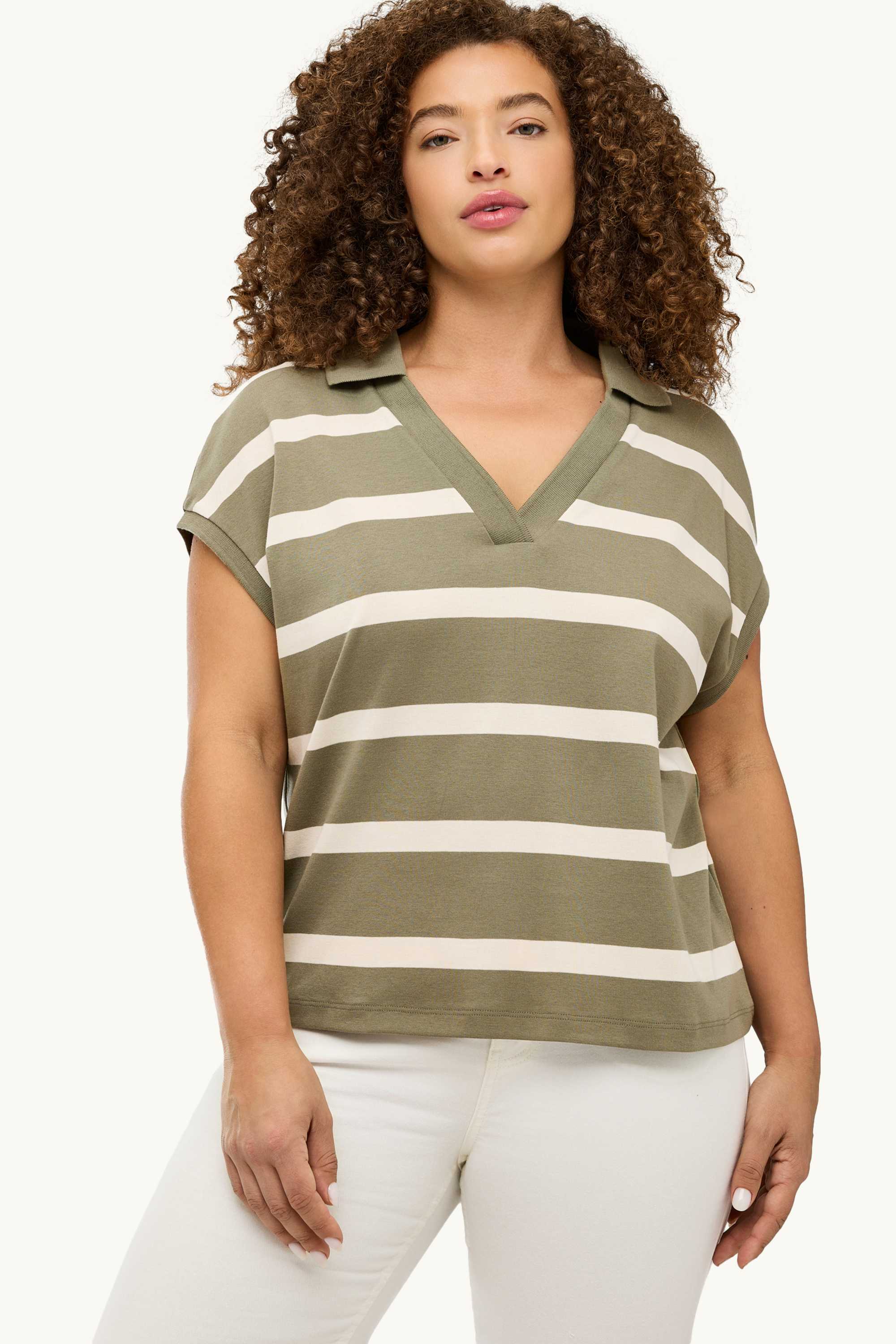 Polo shirt - regular fit - striped light green