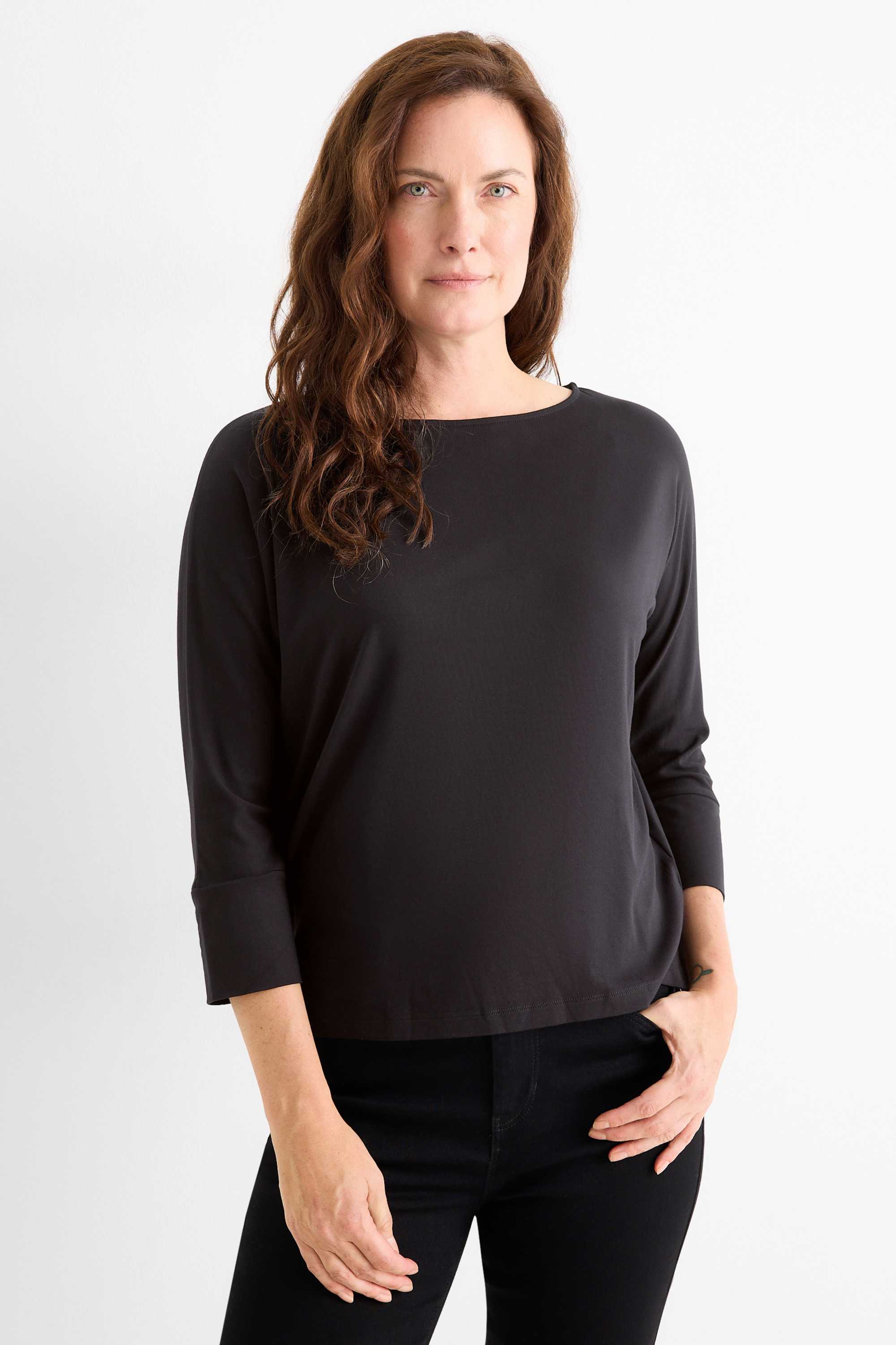 Long sleeve top - regular fit black