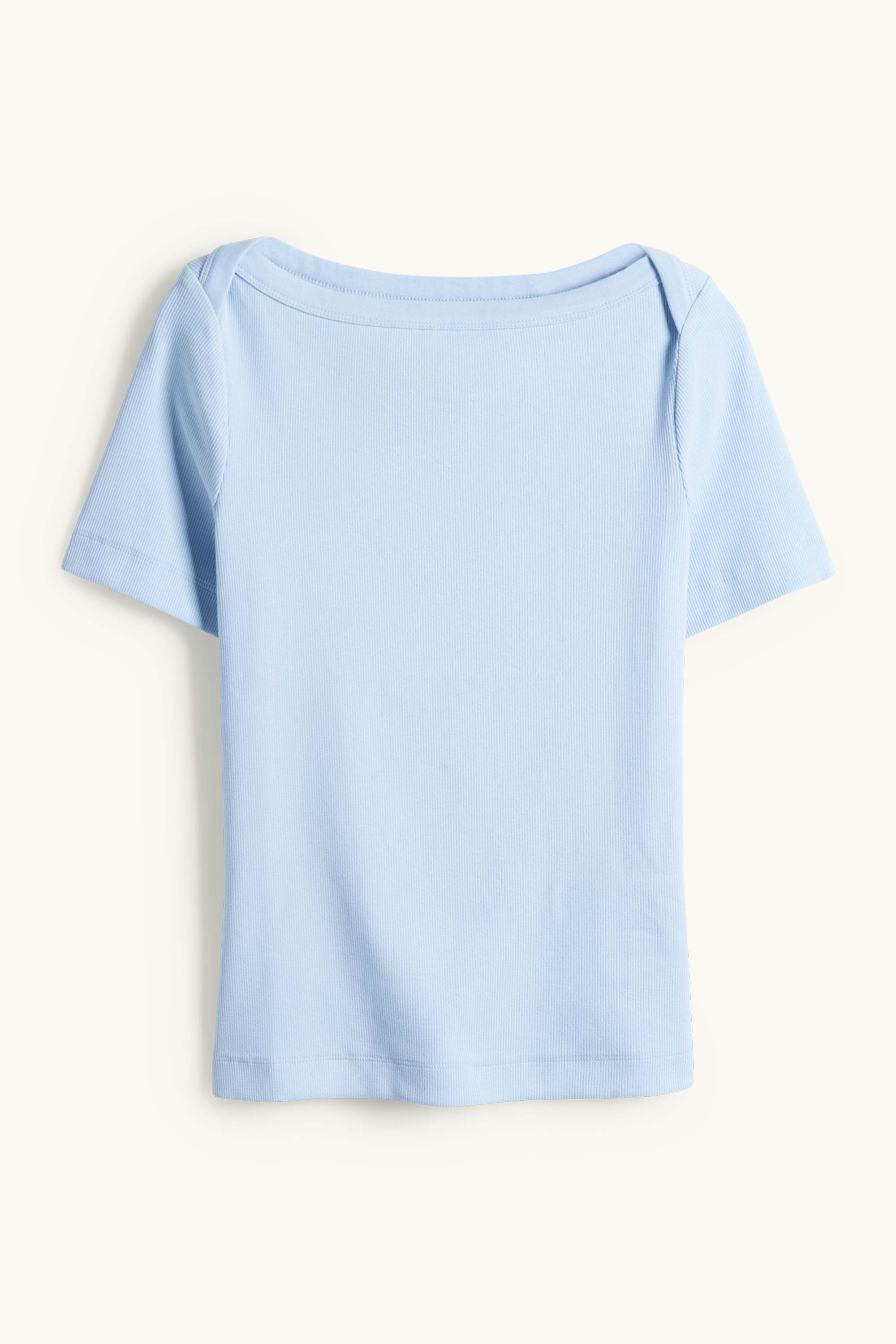 T-shirt - slim fit - ribbed light blue