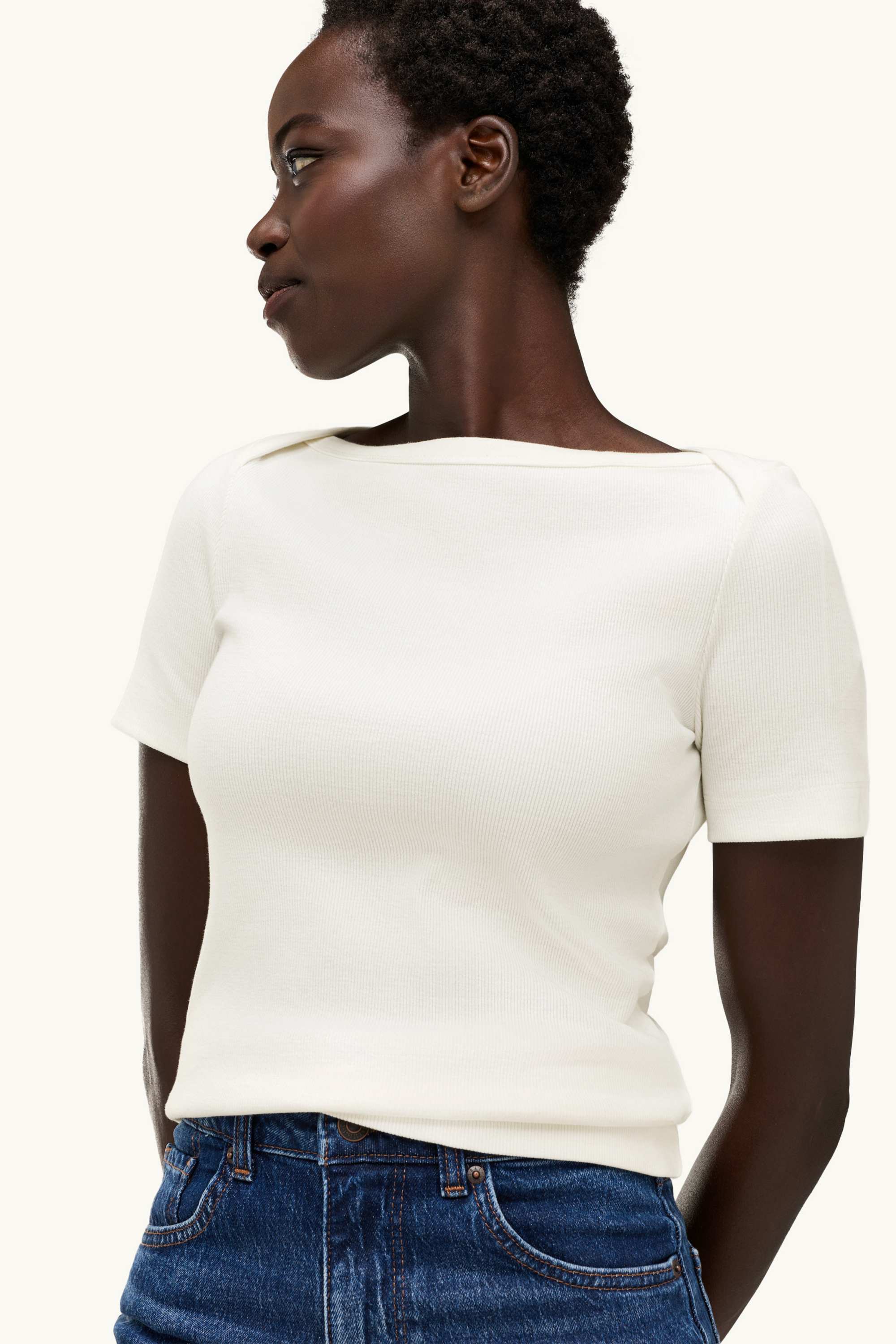 T-shirt - slim fit - ribbed white