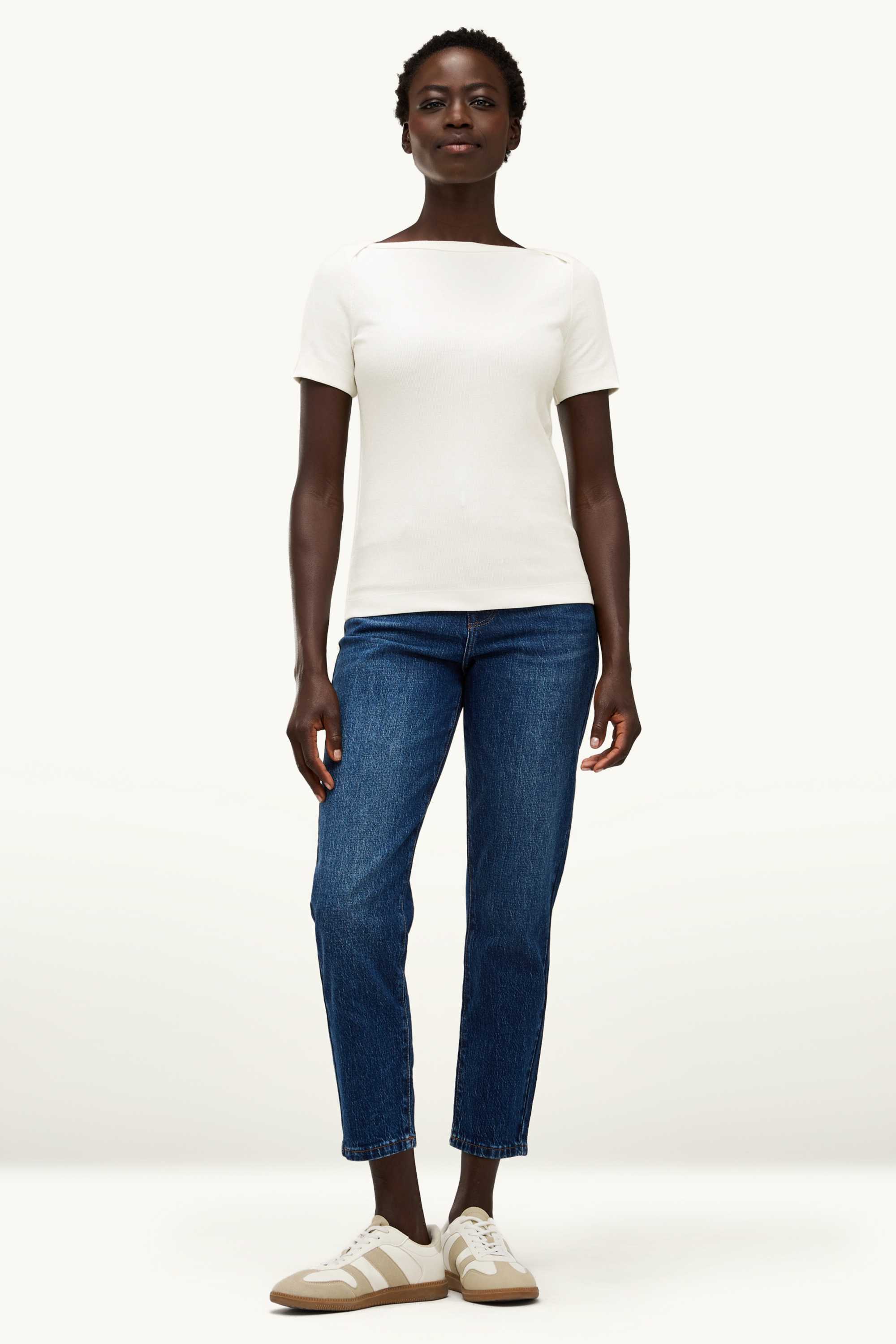 T-shirt - slim fit - ribbed white