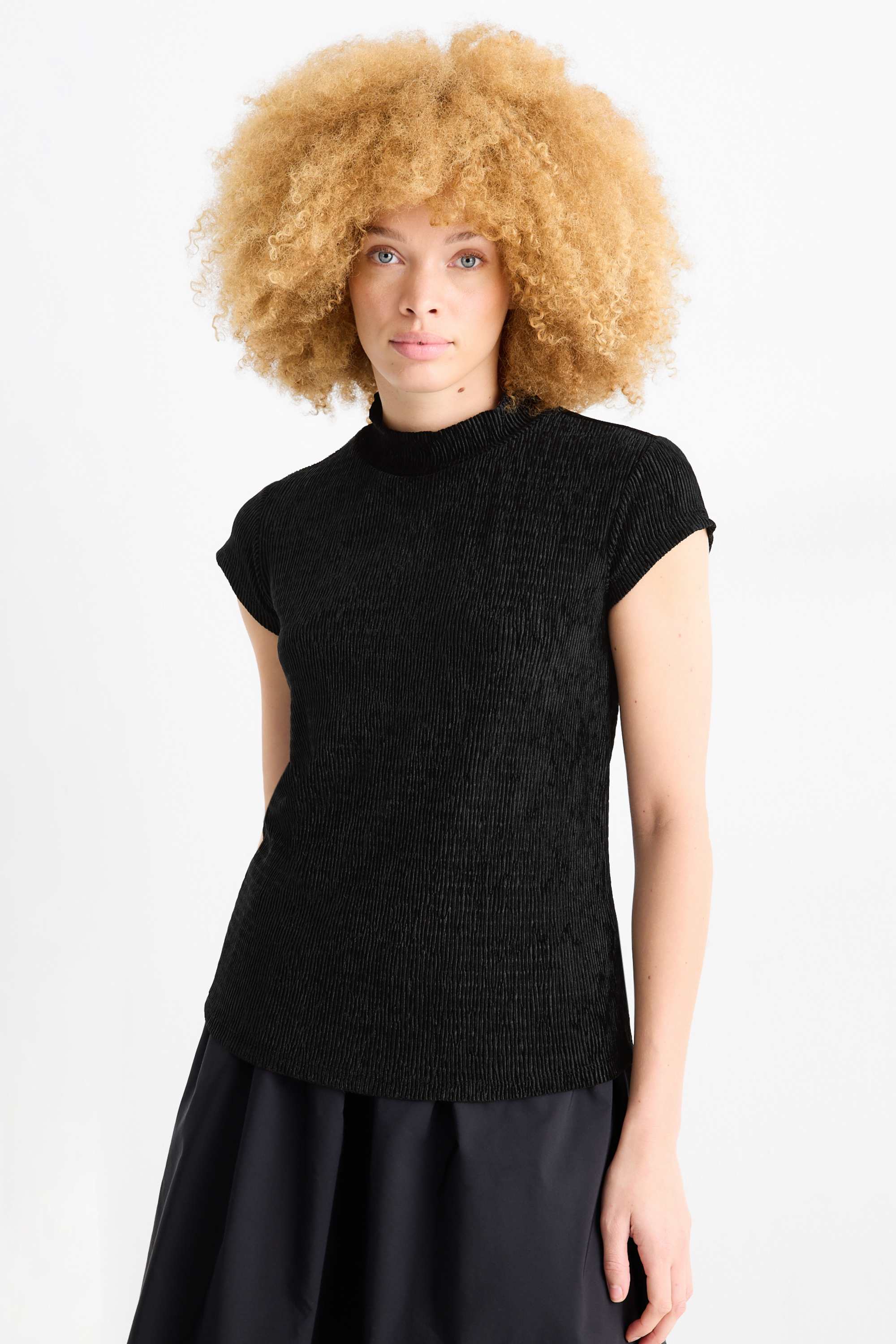 Velvet T-shirt - regular fit - textured black