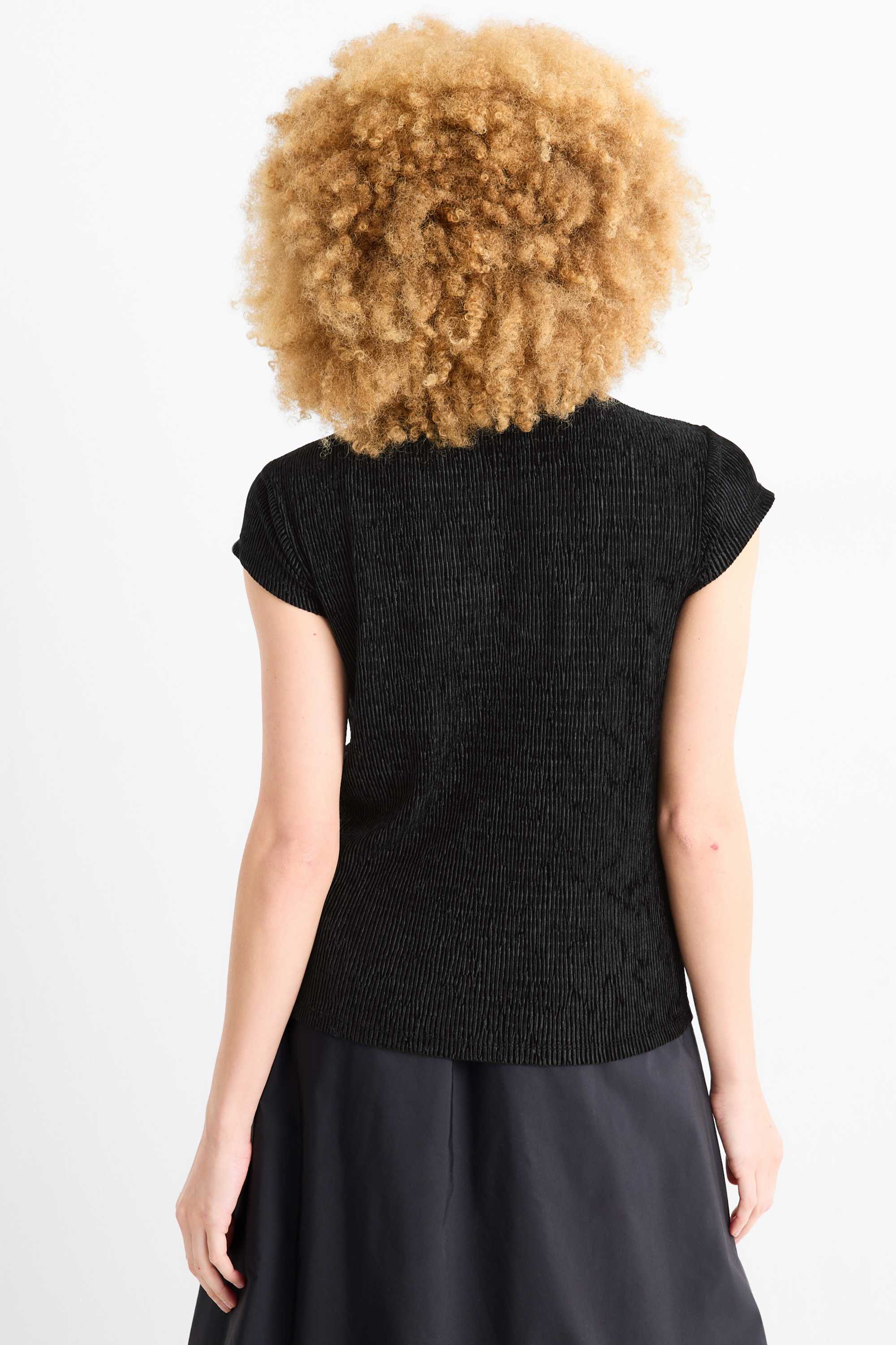 Velvet T-shirt - regular fit - textured black