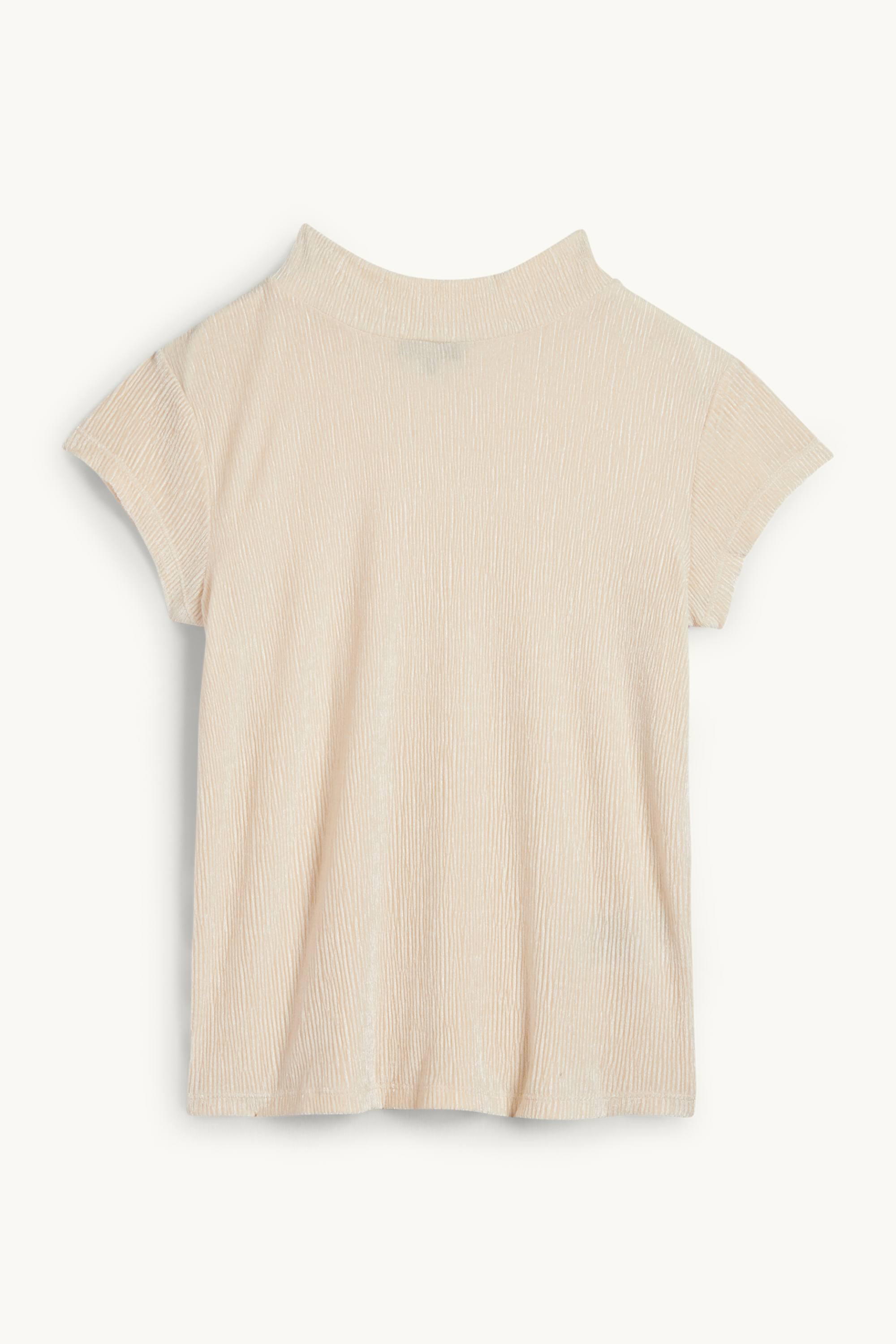 Velvet T-shirt - regular fit - textured beige