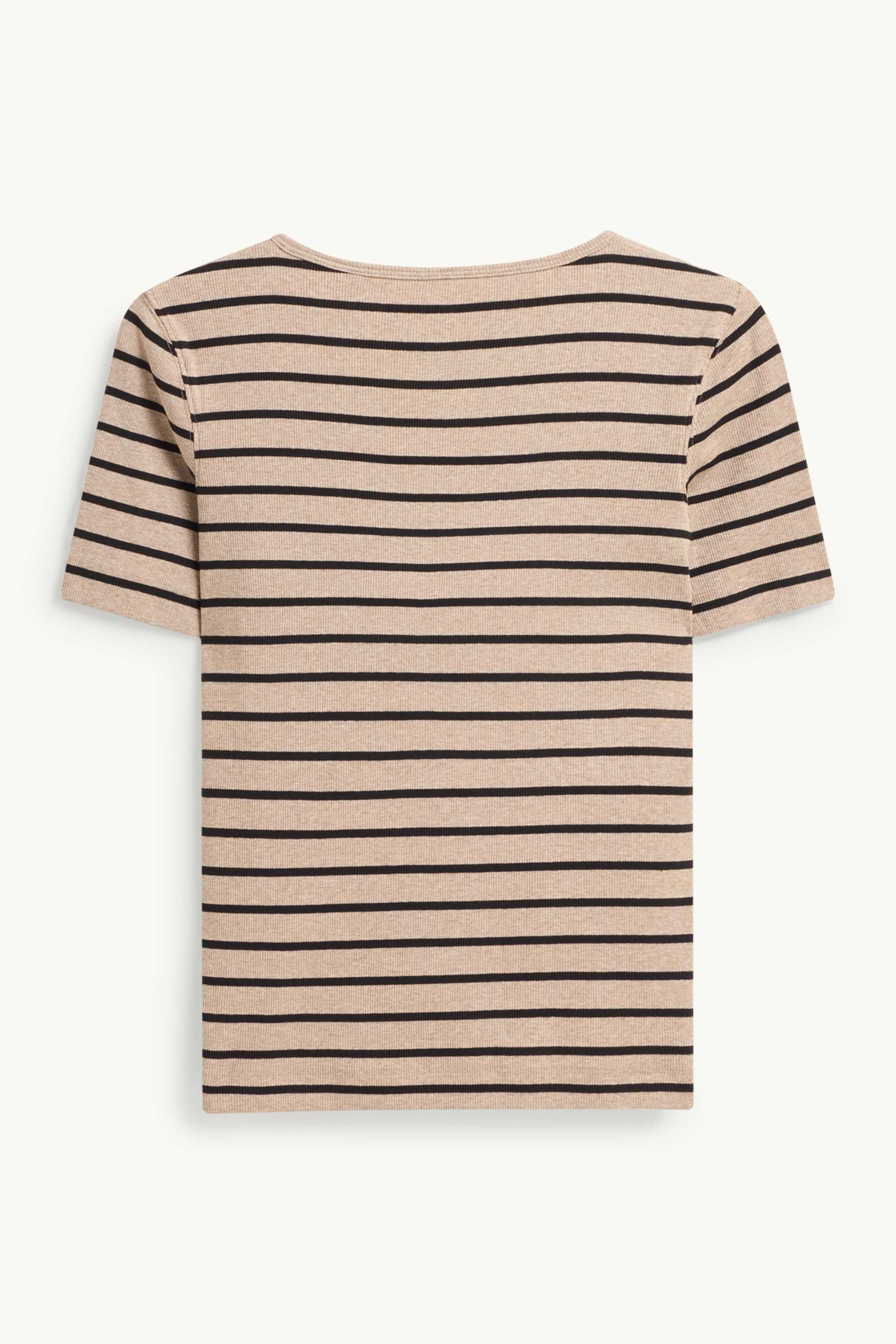T-shirt - slim fit - ribbed - striped brown