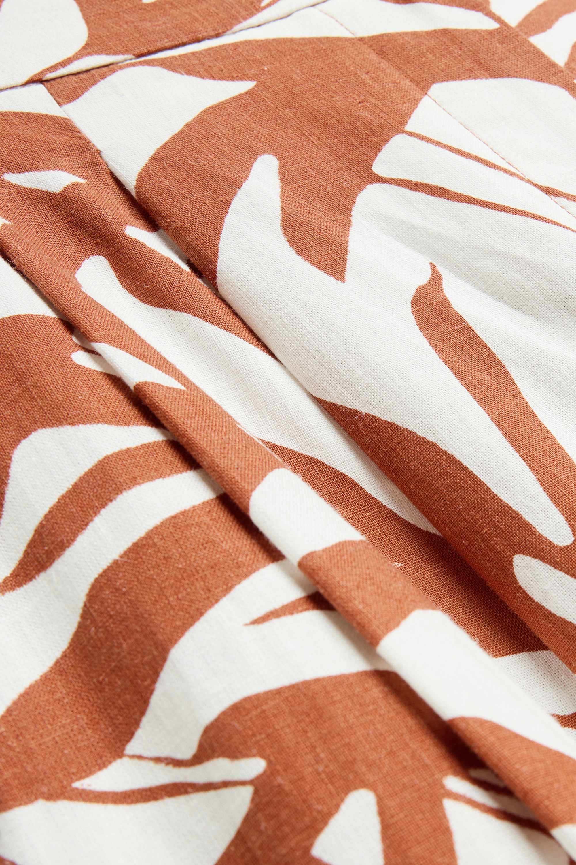 Cloth trousers - mid-rise waist - wide leg - linen blend - patterned white