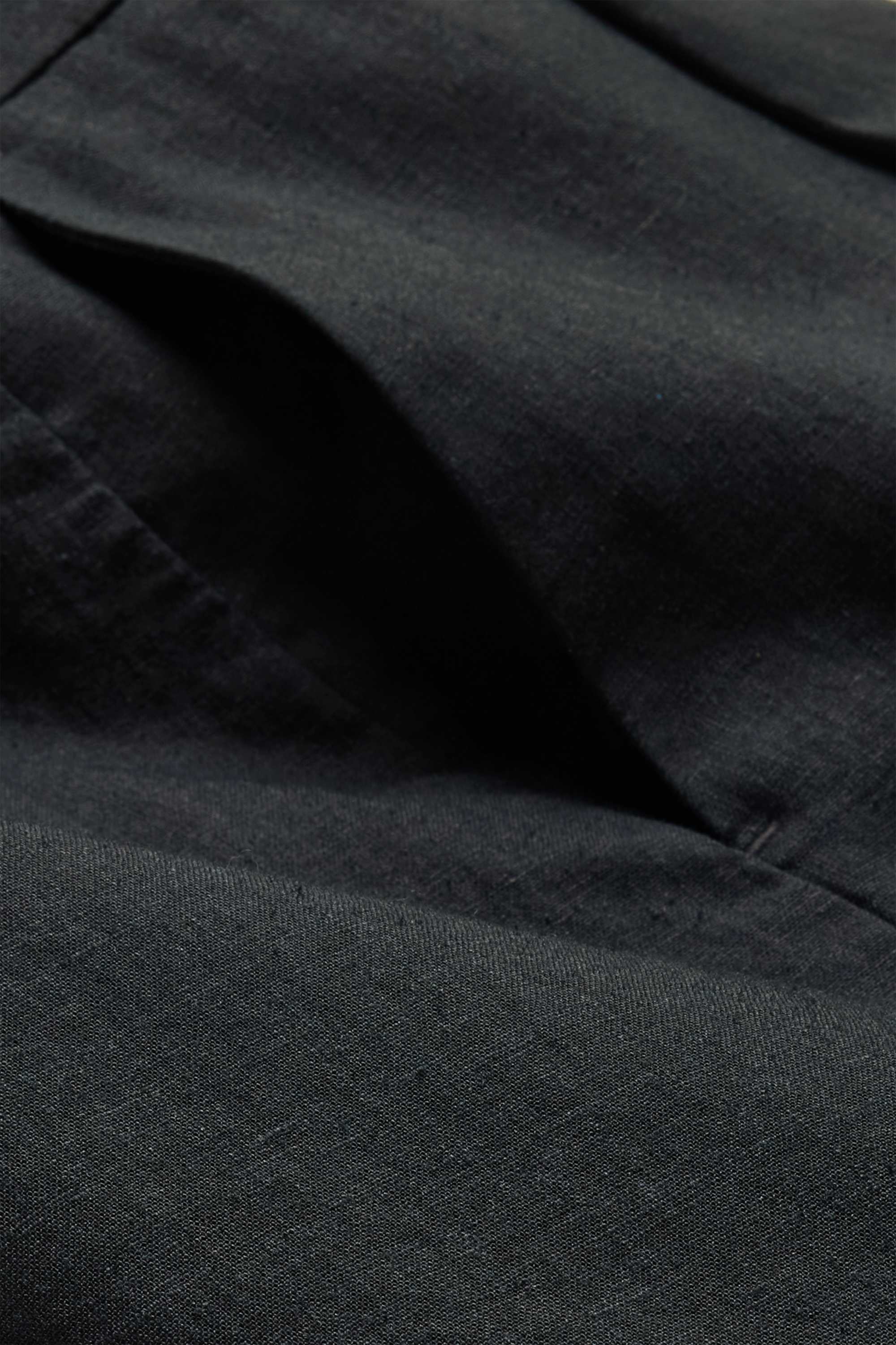 Shorts - mid-rise waist - linen blend black