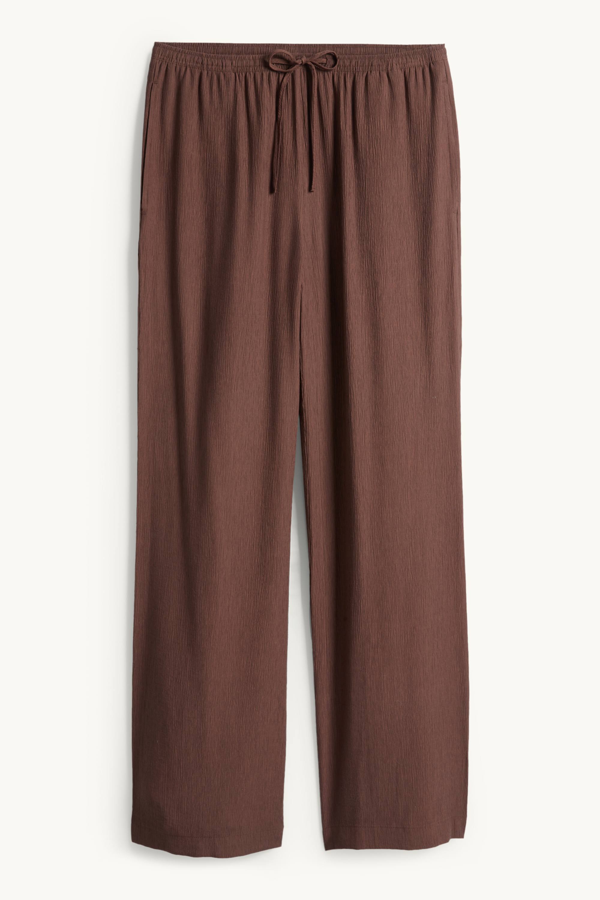 Cloth trousers - mid-rise waist - wide leg dark brown