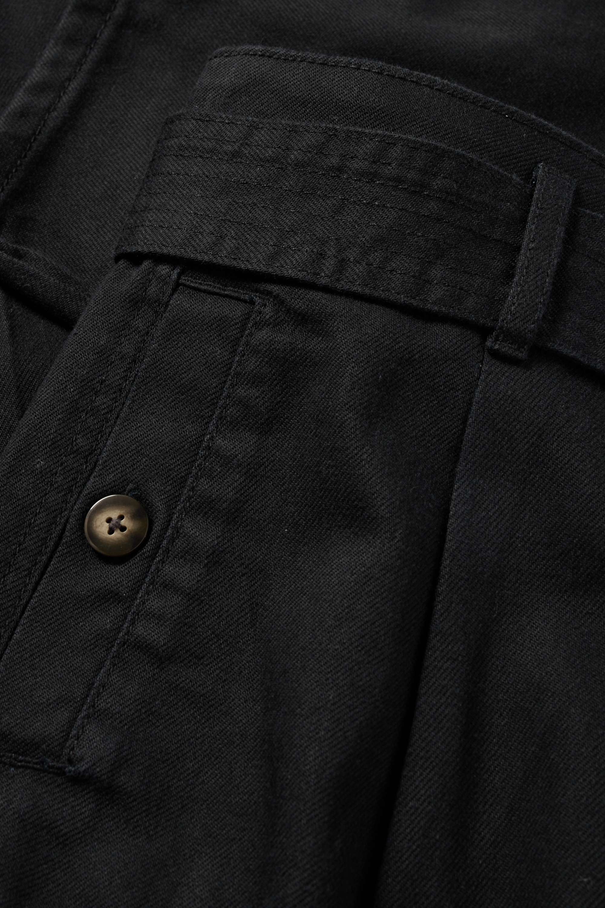 Cargo trousers with belt - high-rise waist - tapered fit black