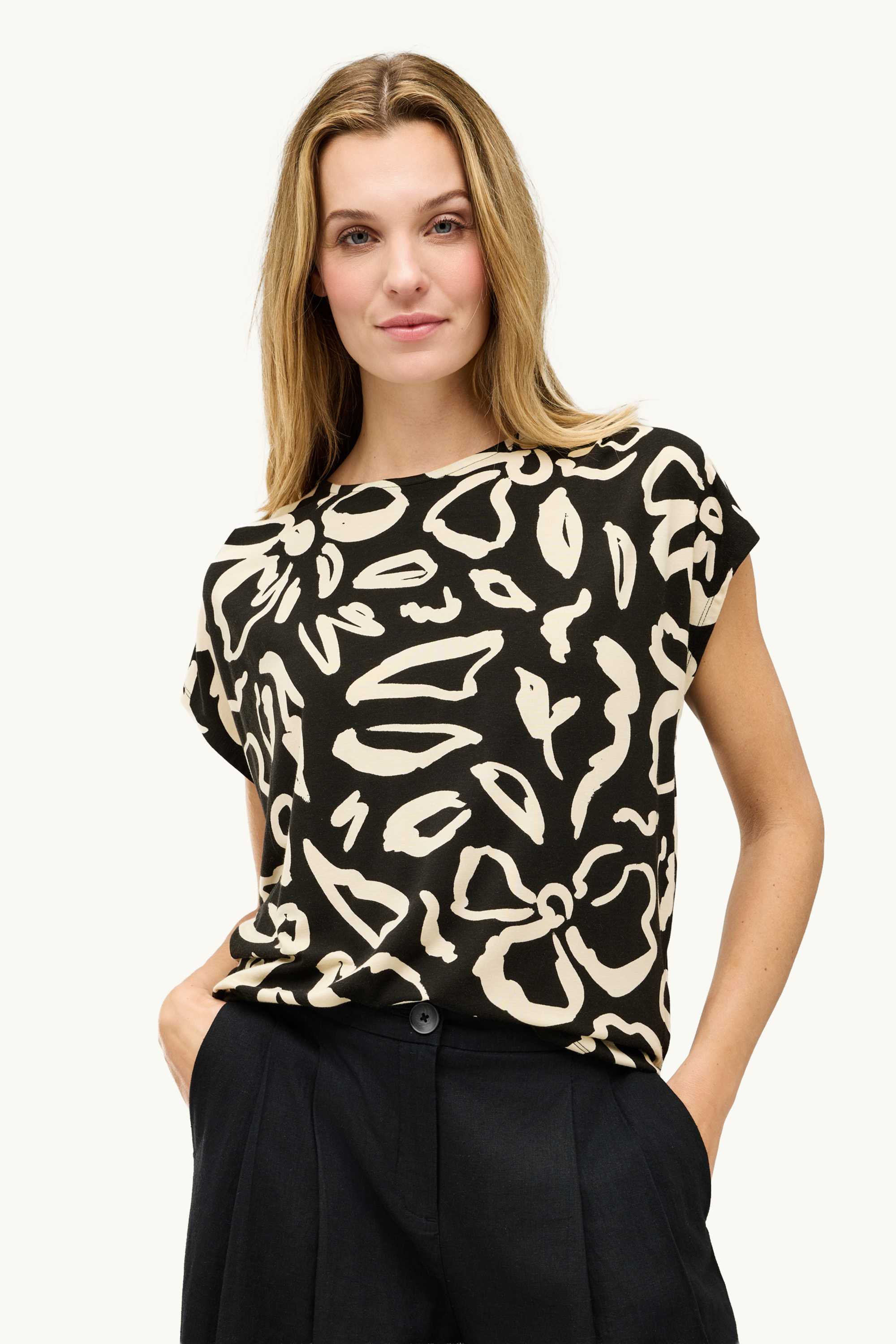 T-shirt - regular fit white / black