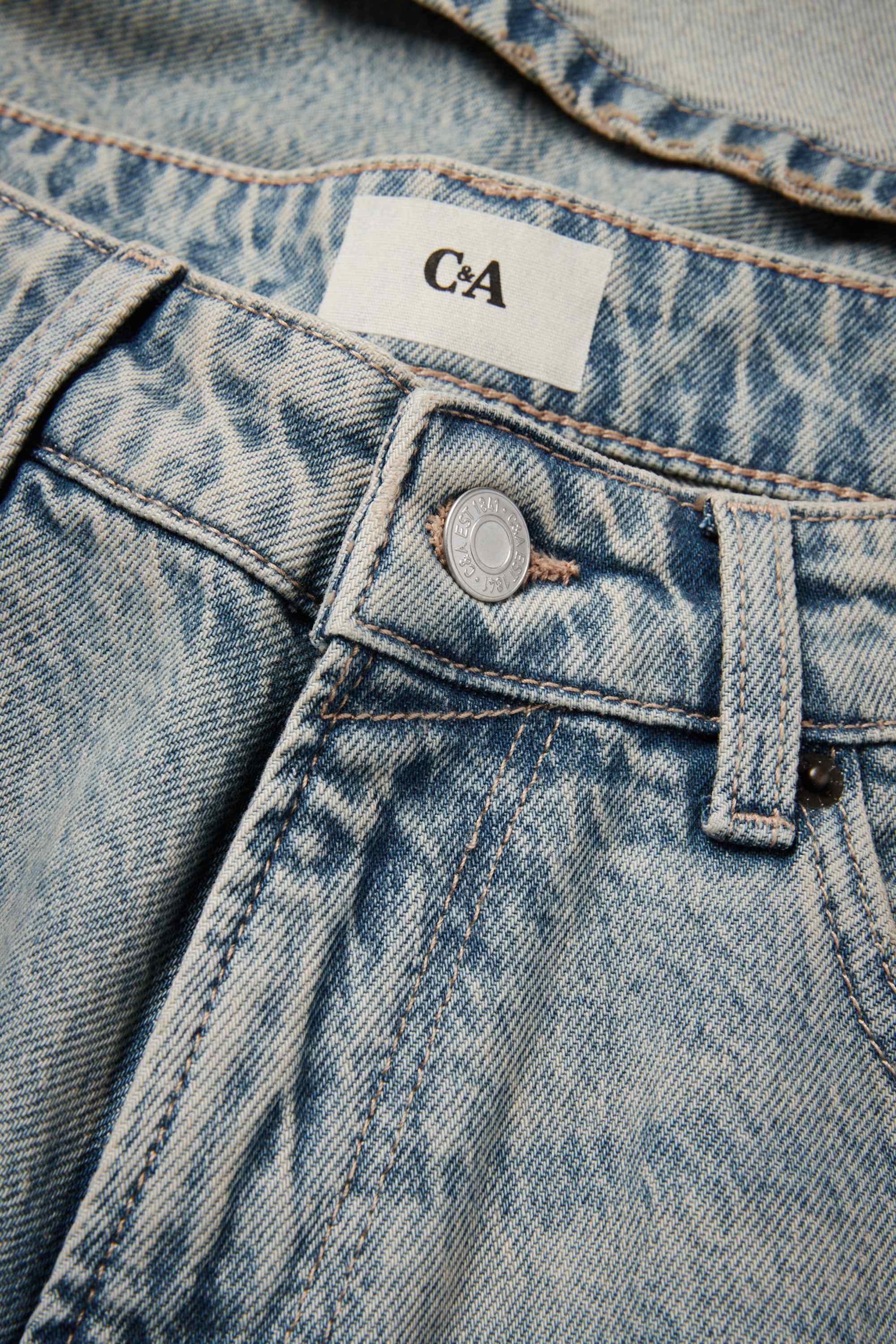 Baggy jeans - mid-rise waist denim-light blue