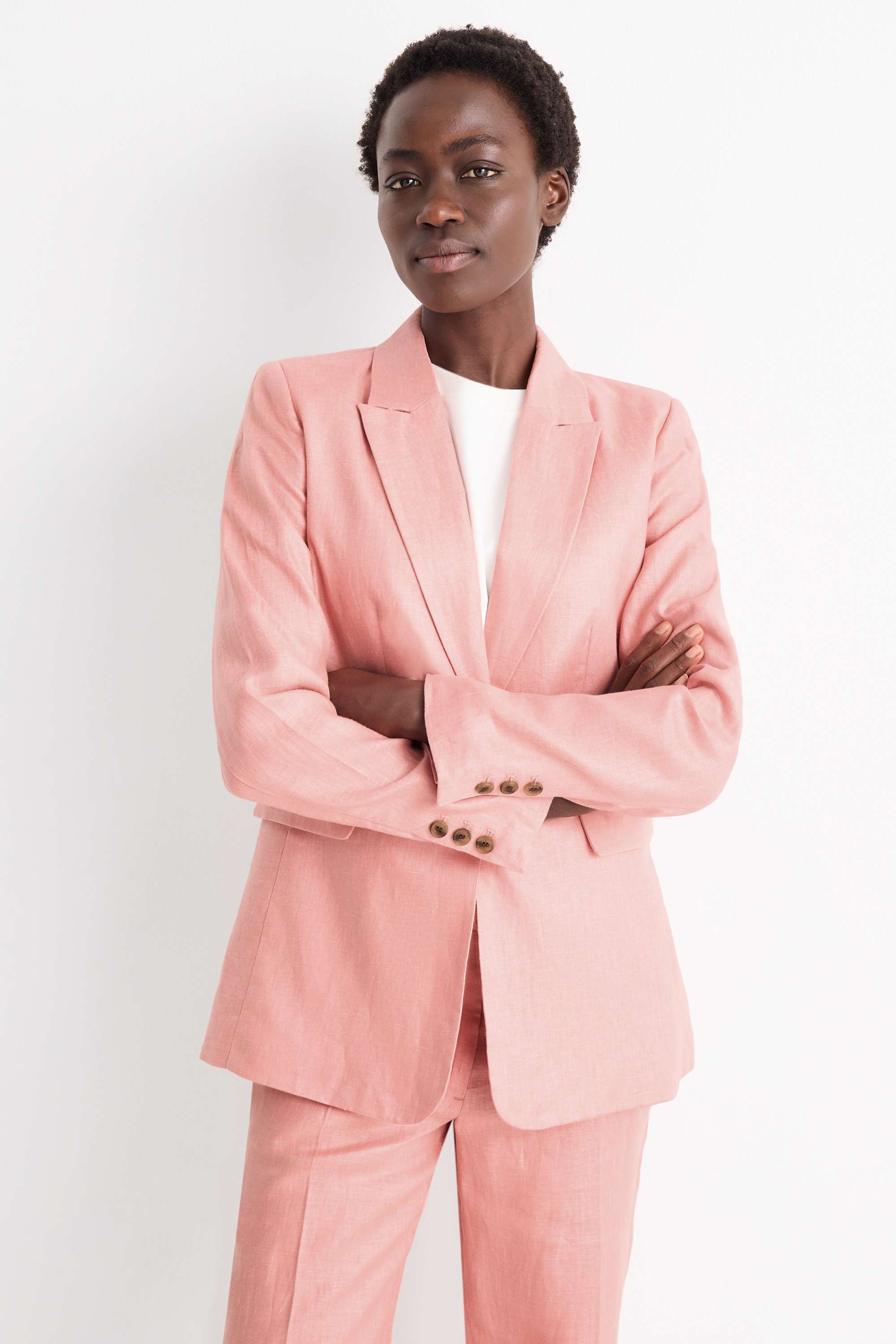 Linen business blazer - regular fit rose