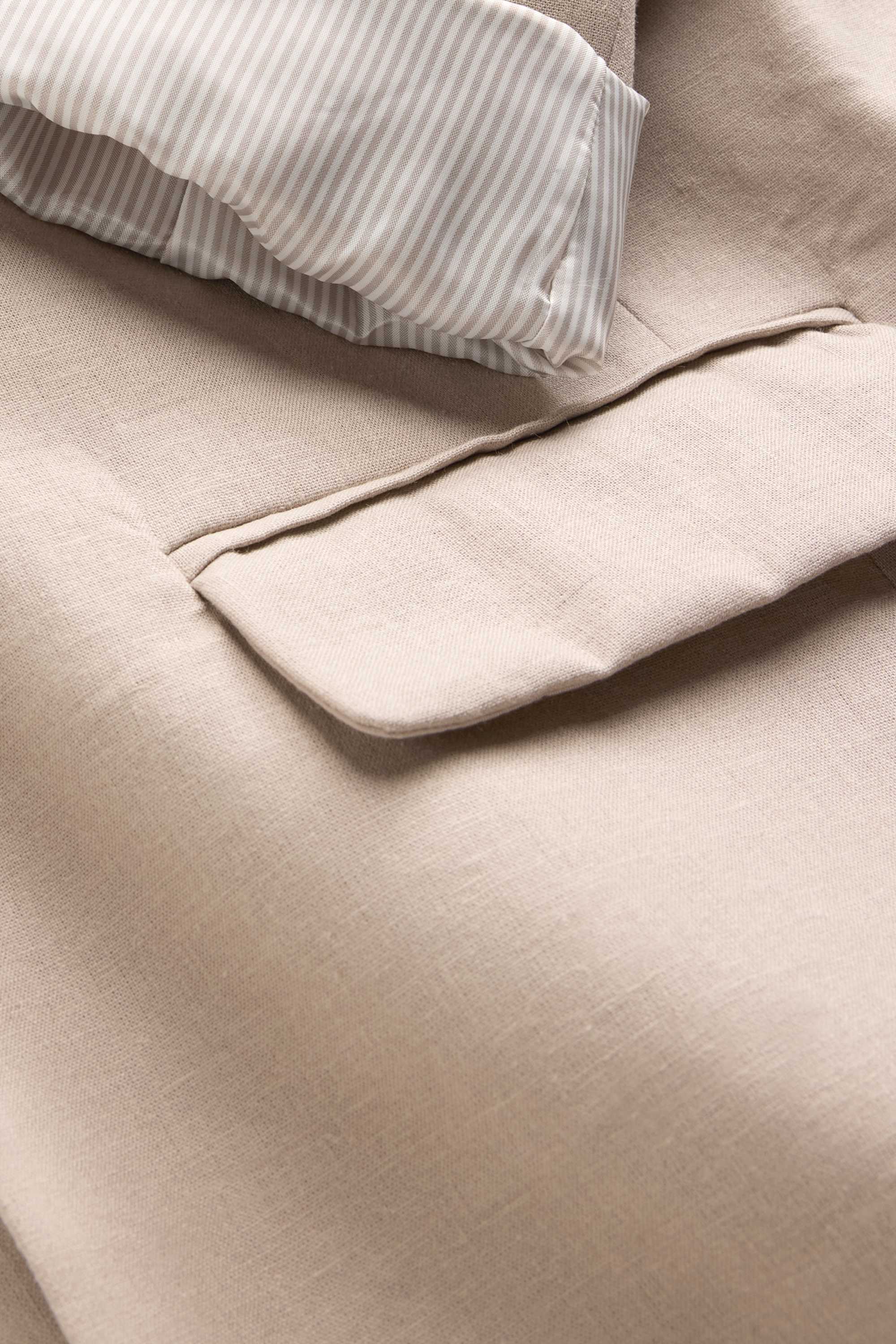 Long blazer - regular fit - linen blend light brown