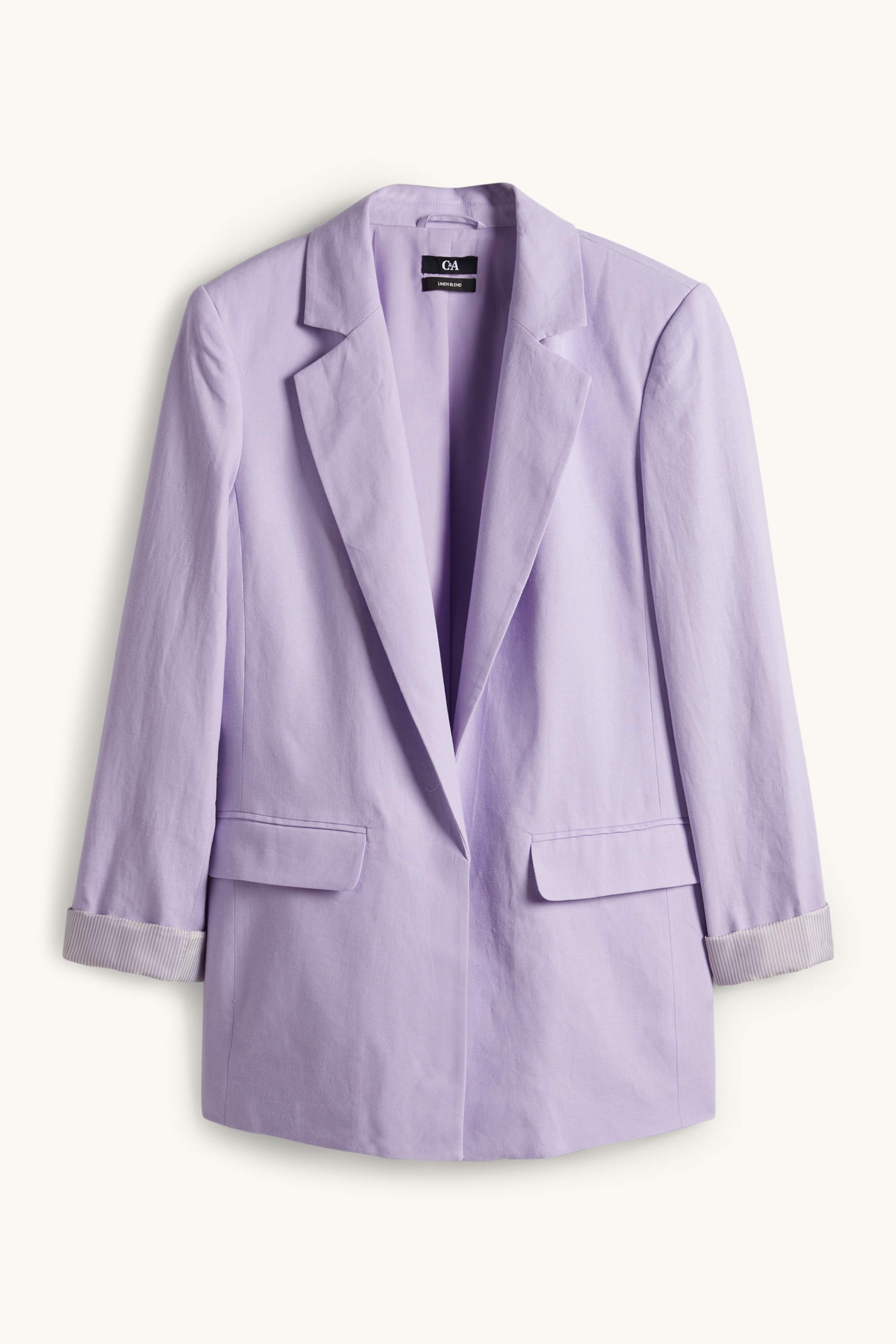 Long blazer - regular fit - linen blend purple