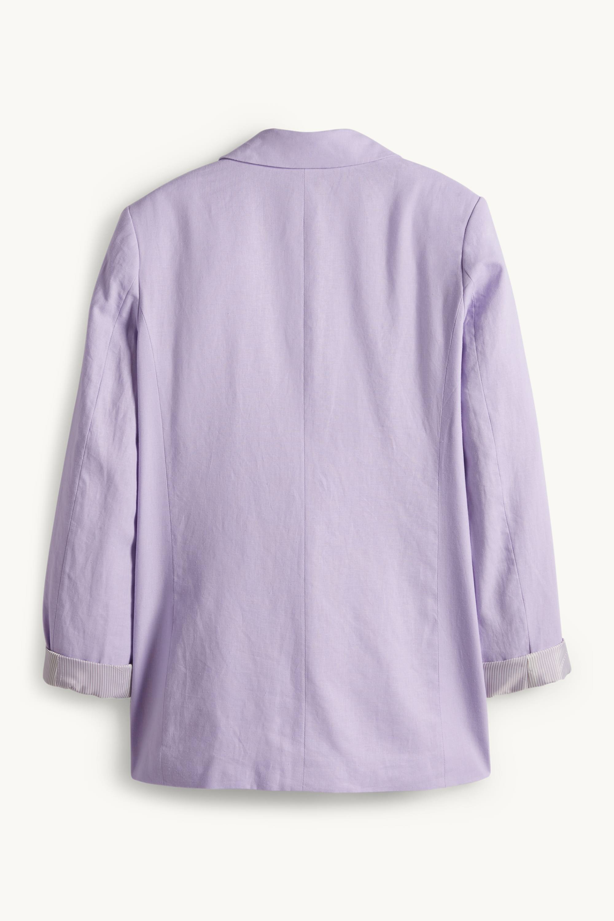 Long blazer - regular fit - linen blend purple