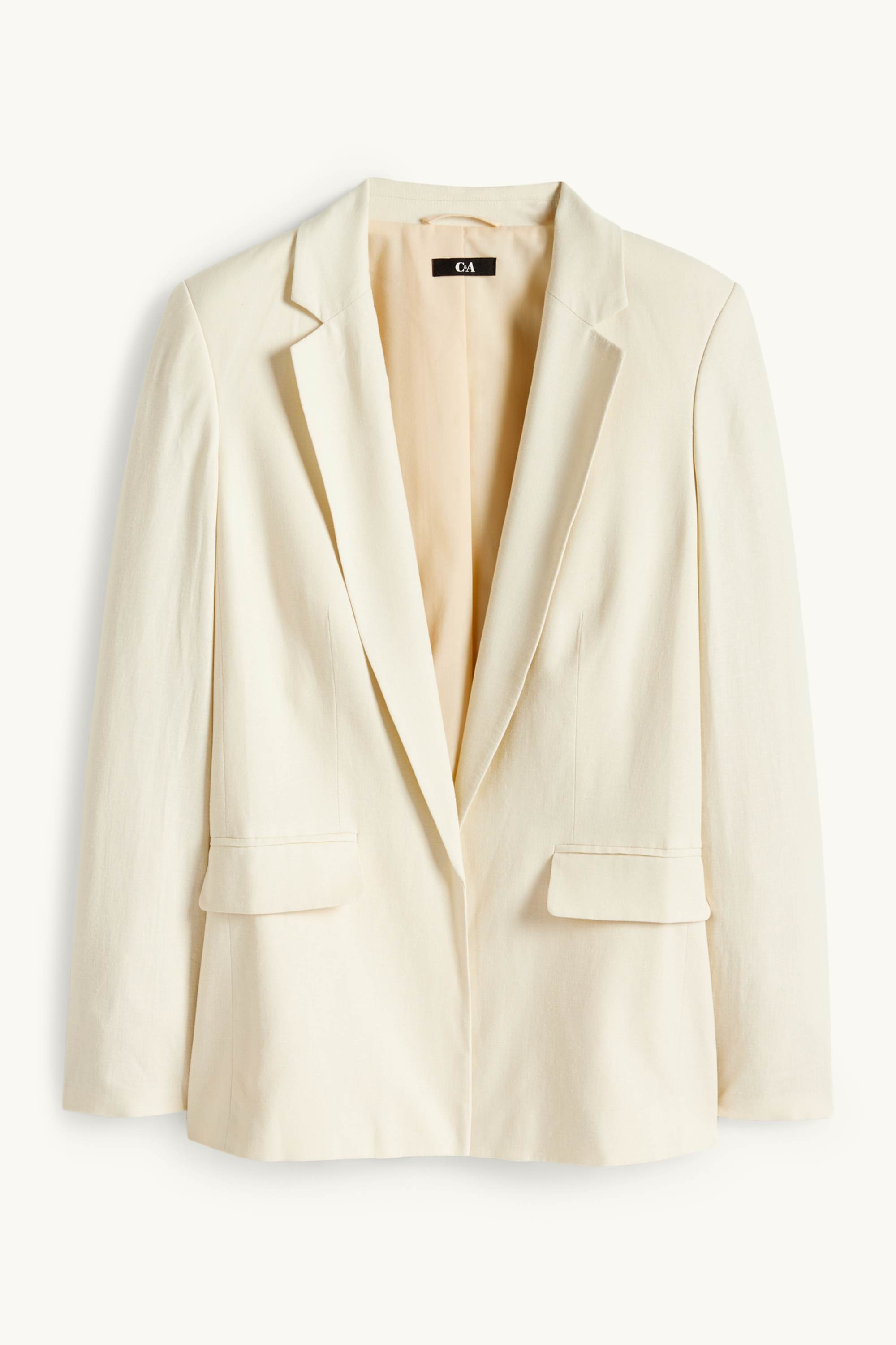 Long blazer - regular fit - linen blend creme