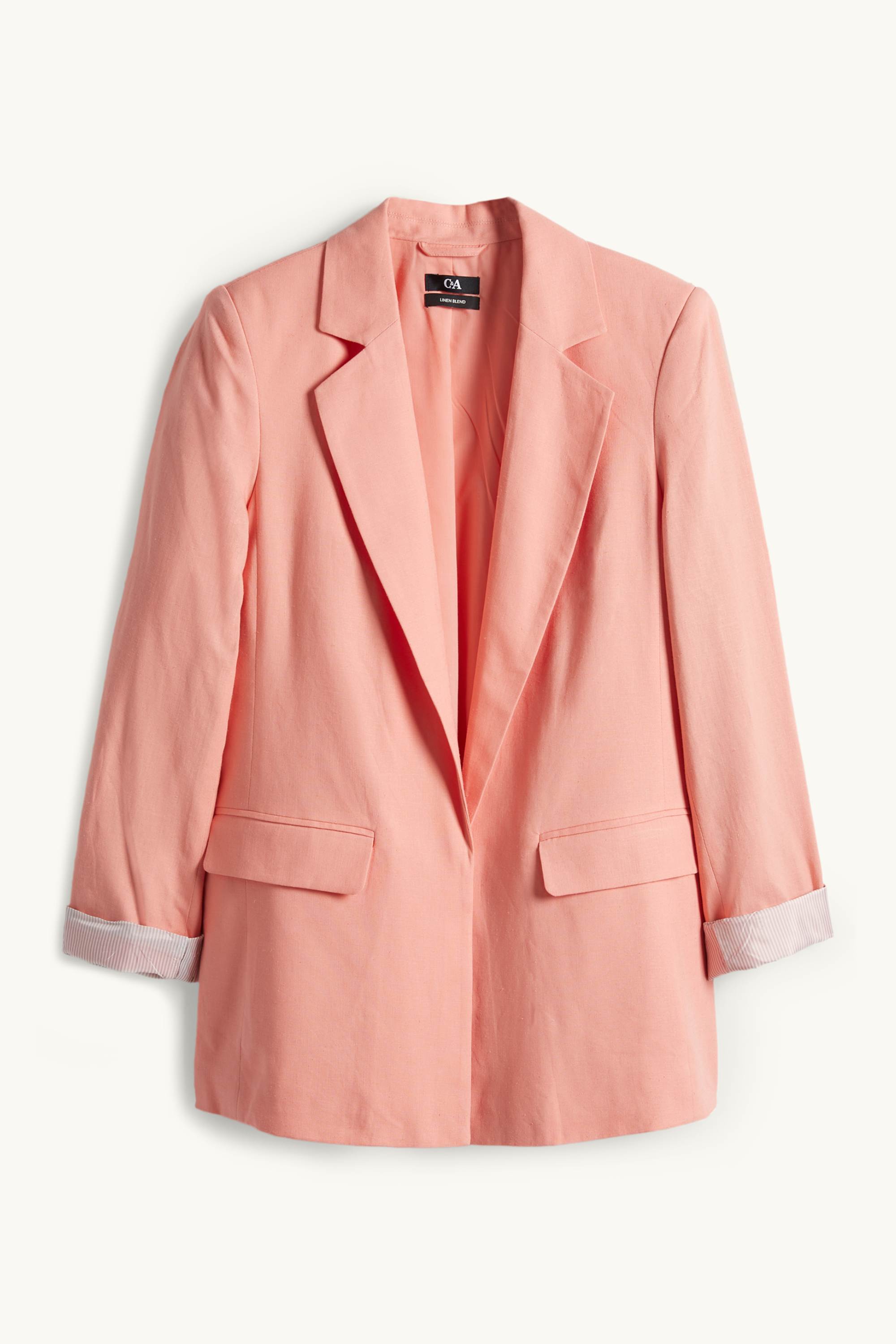 Long blazer - regular fit - linen blend coral