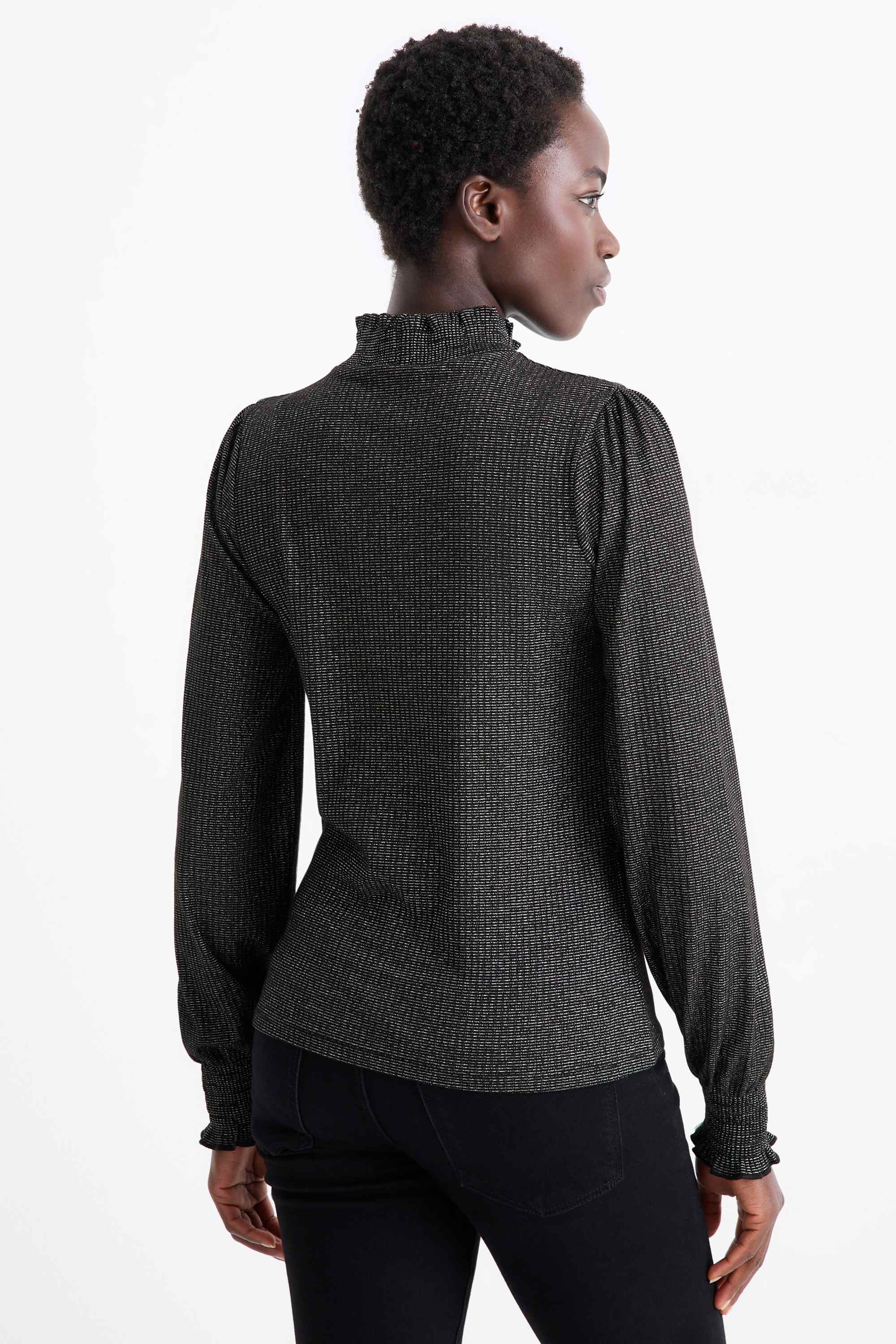 Jumper - ribbed - shiny black