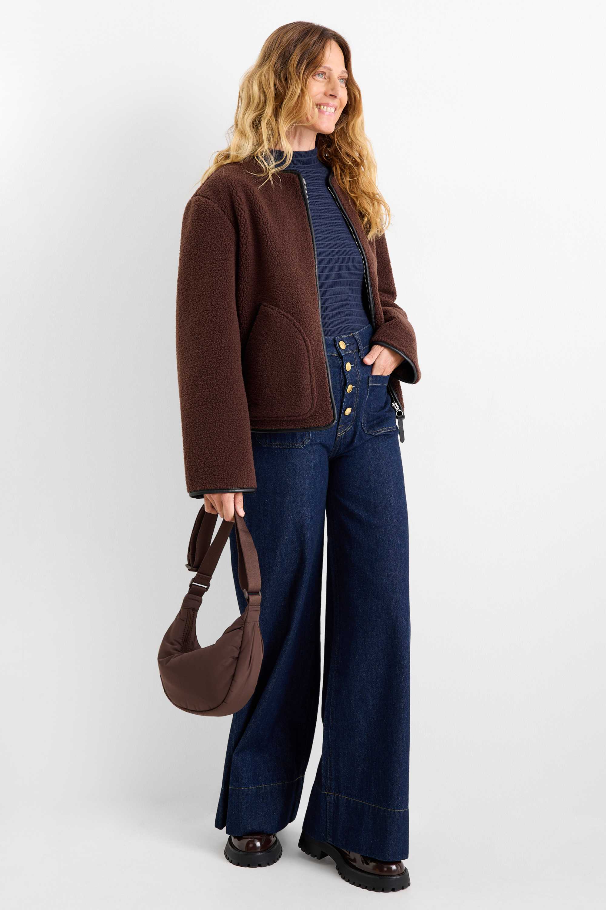 Long sleeve top - regular fit - smocked dark blue