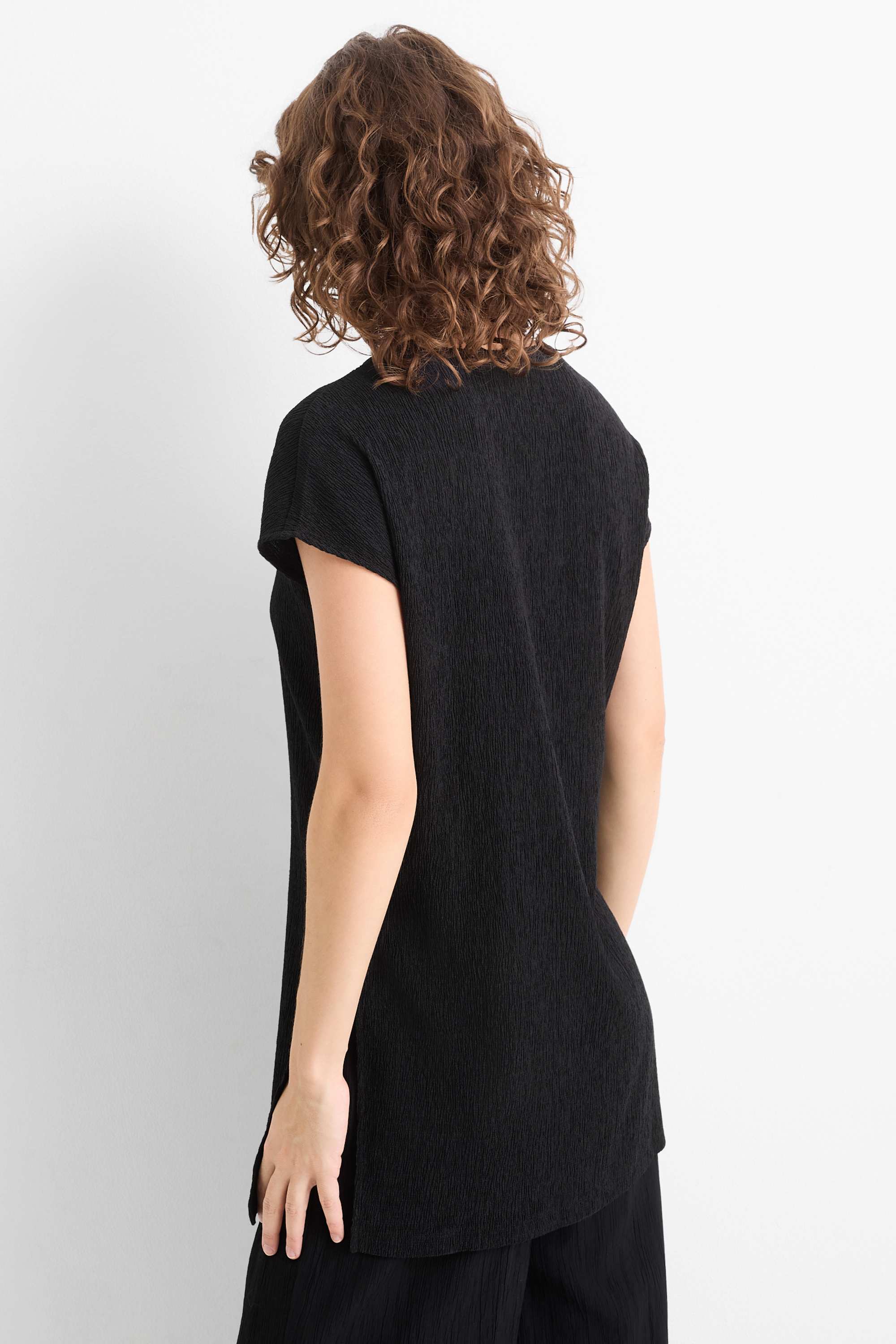 T-shirt - slim fit - textured black