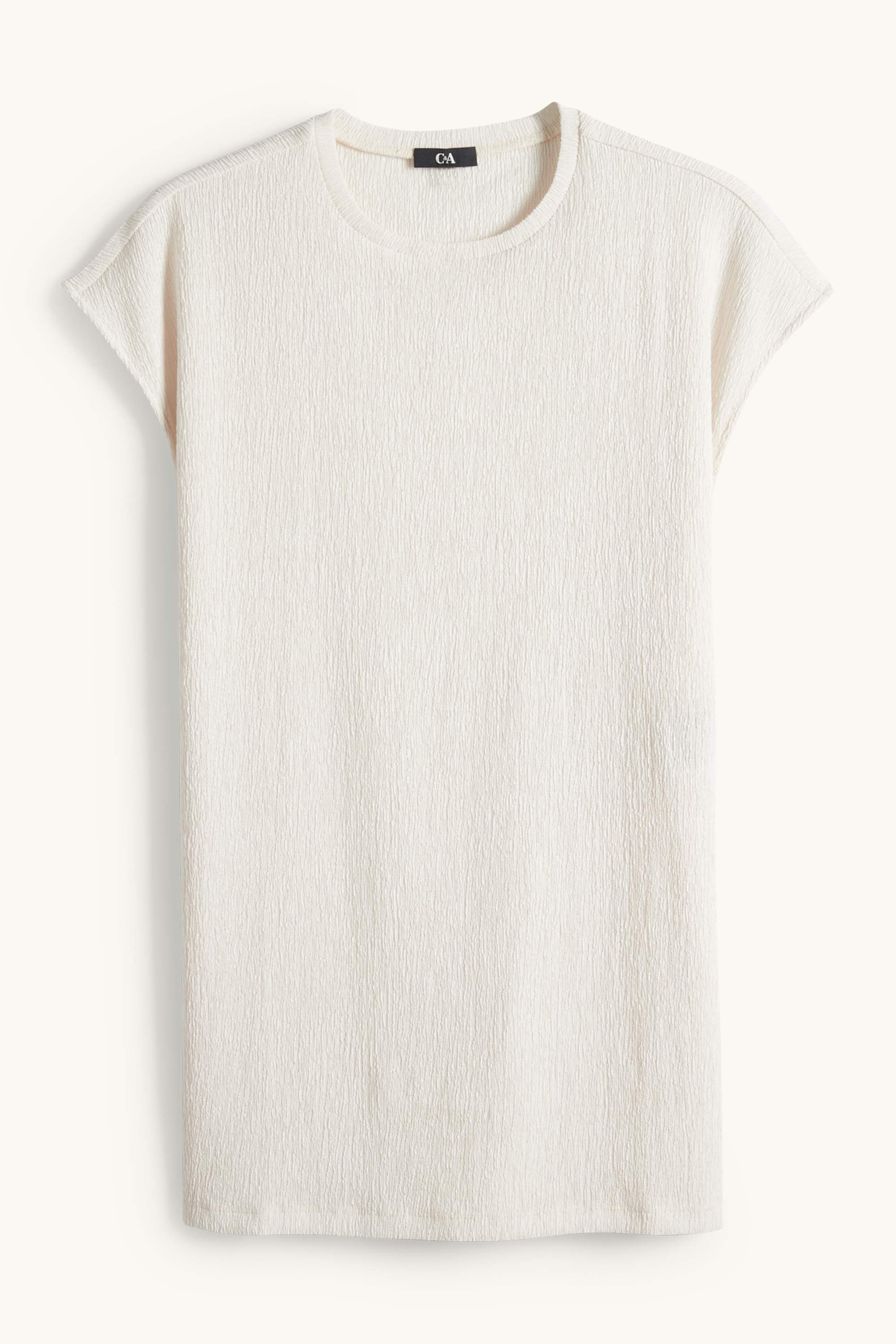 T-shirt - slim fit - textured cremewhite