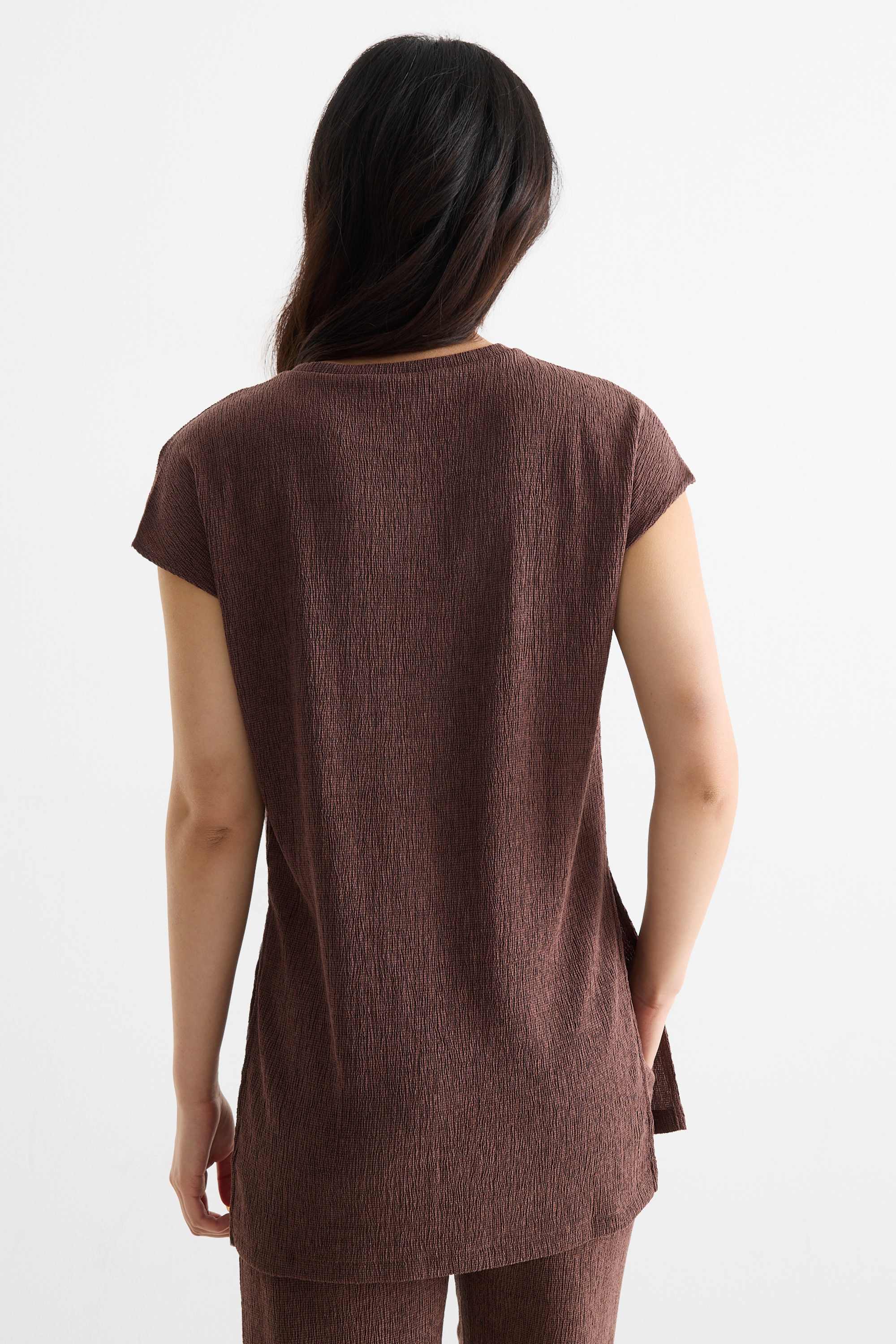 T-shirt - slim fit - textured brown