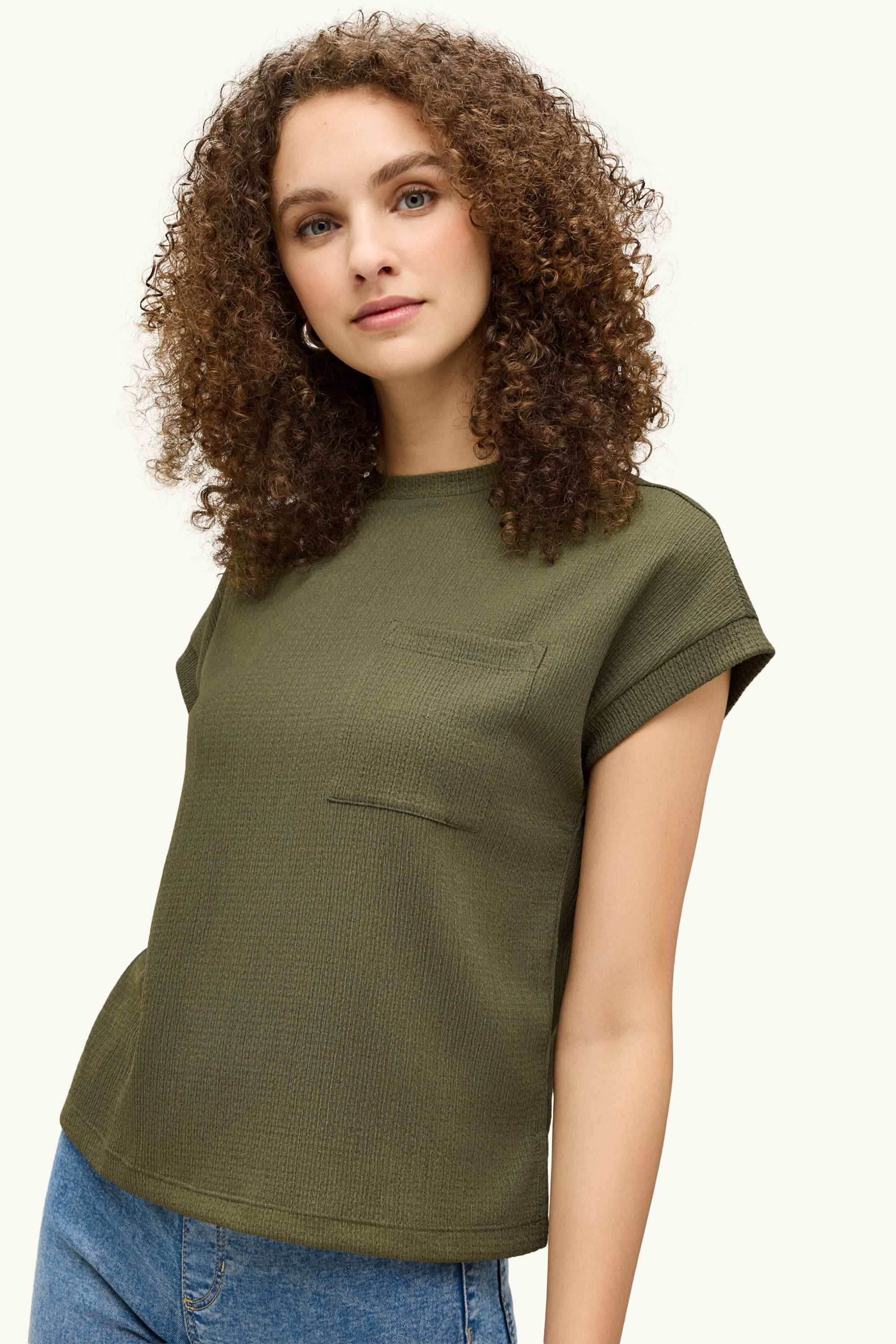 T-shirt - relaxed fit - textured khaki