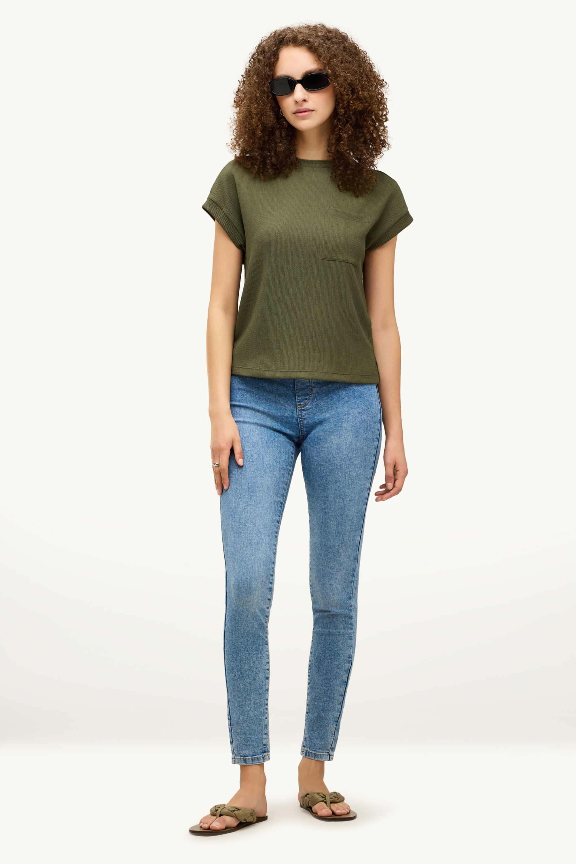 T-shirt - relaxed fit - textured khaki