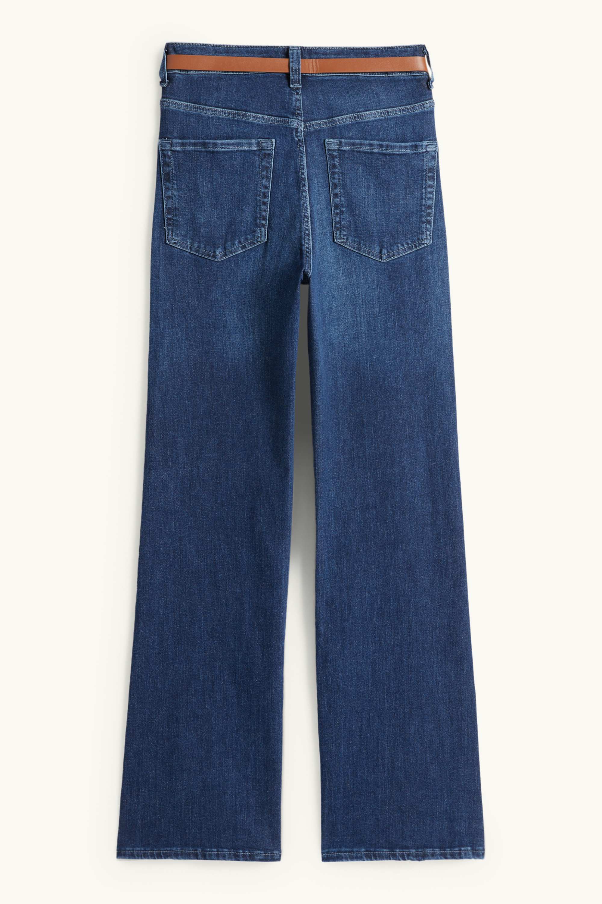 Flared jeans with belt - high waist - LYCRA® blue denim