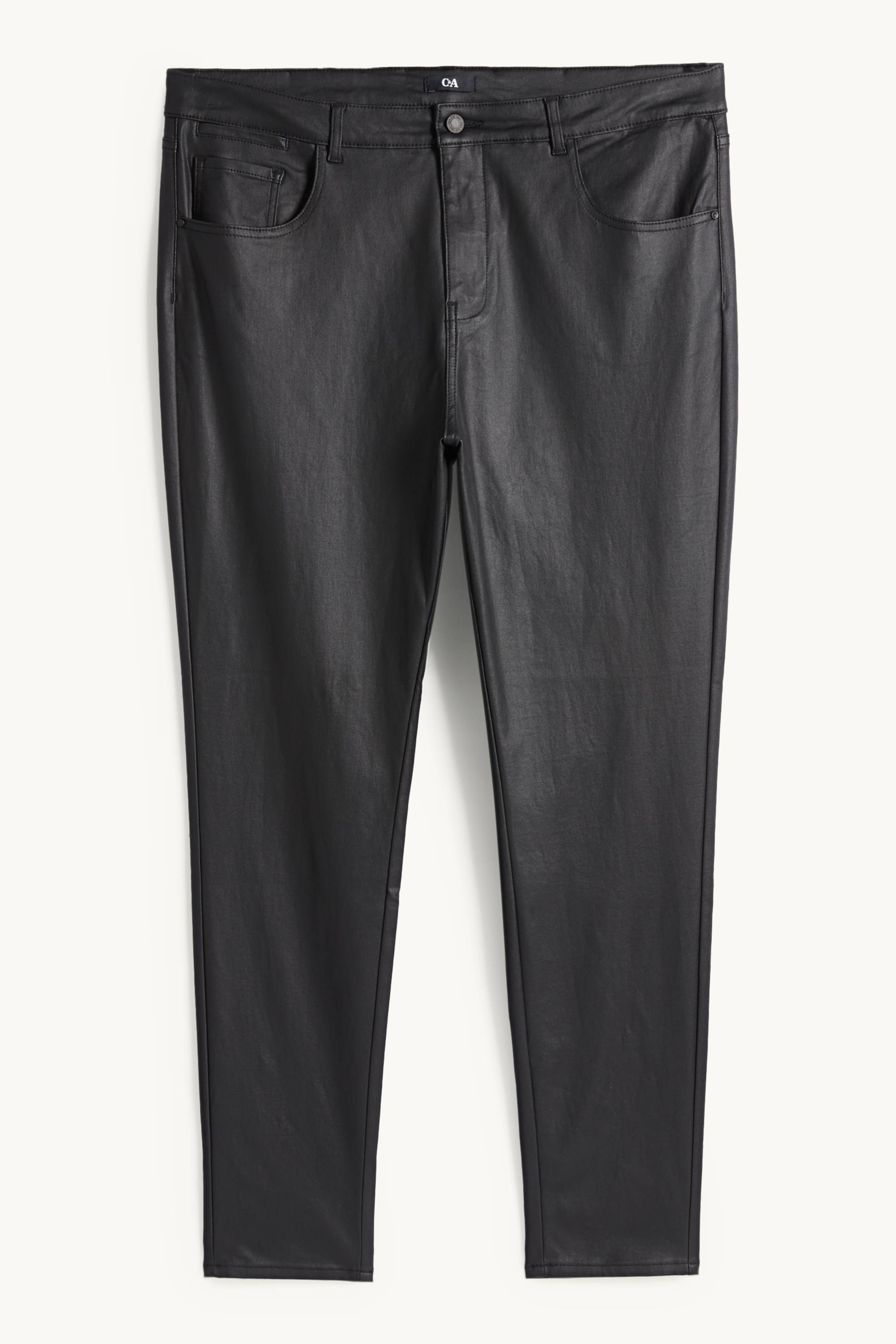 Cloth trousers - high waist - skinny fit - faux leather black