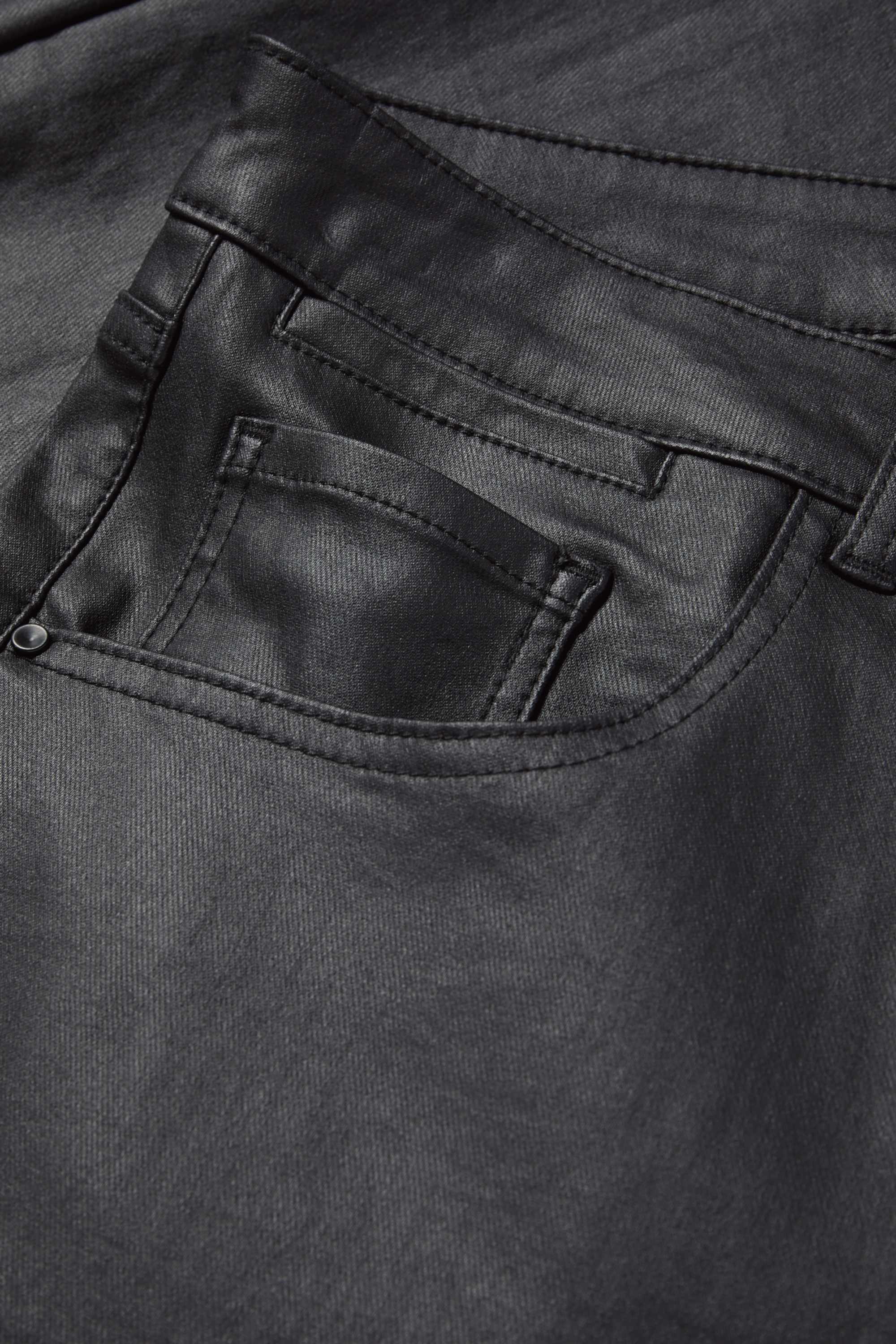 Cloth trousers - high waist - skinny fit - faux leather black