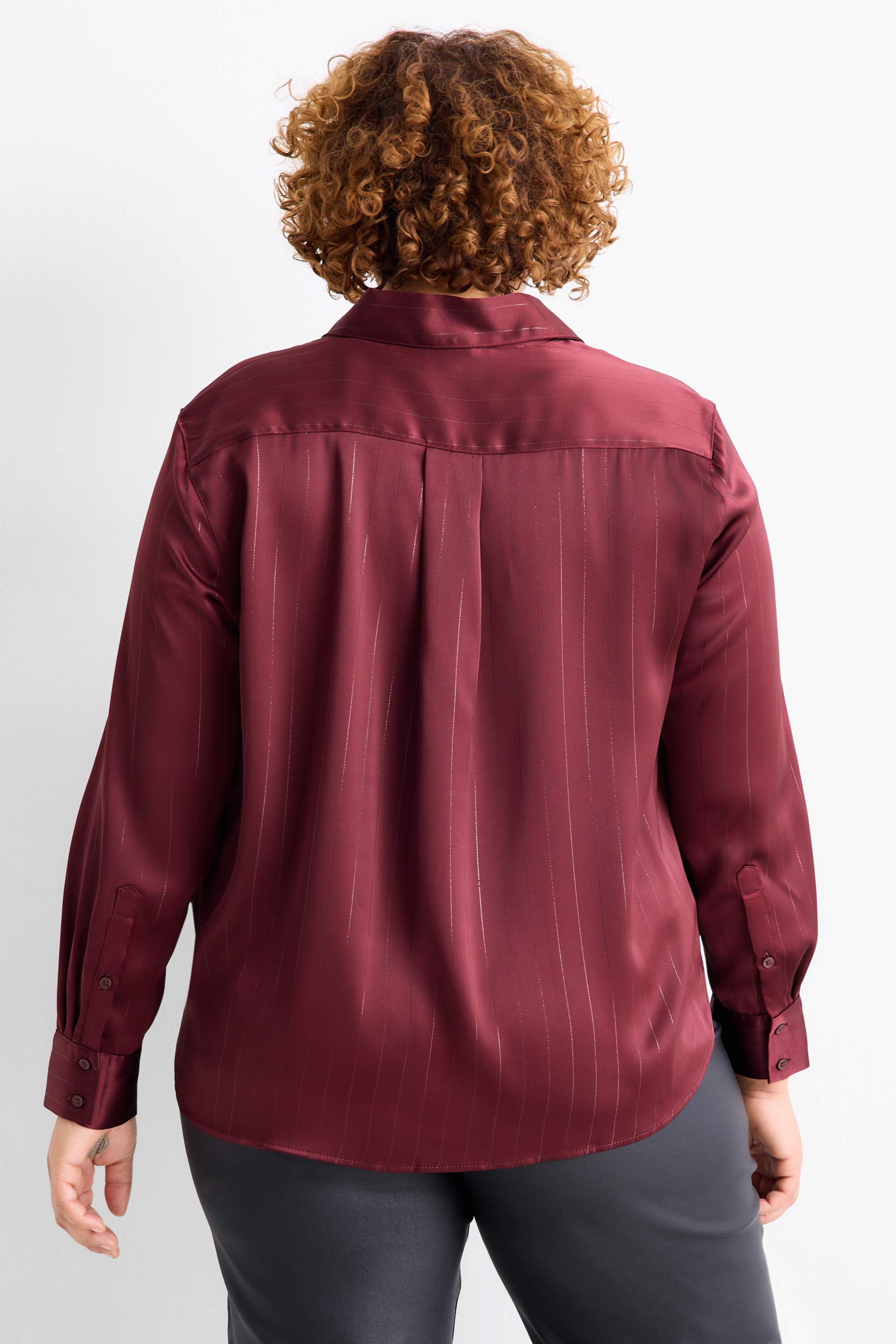 Satin blouse - pinstripes bordeaux