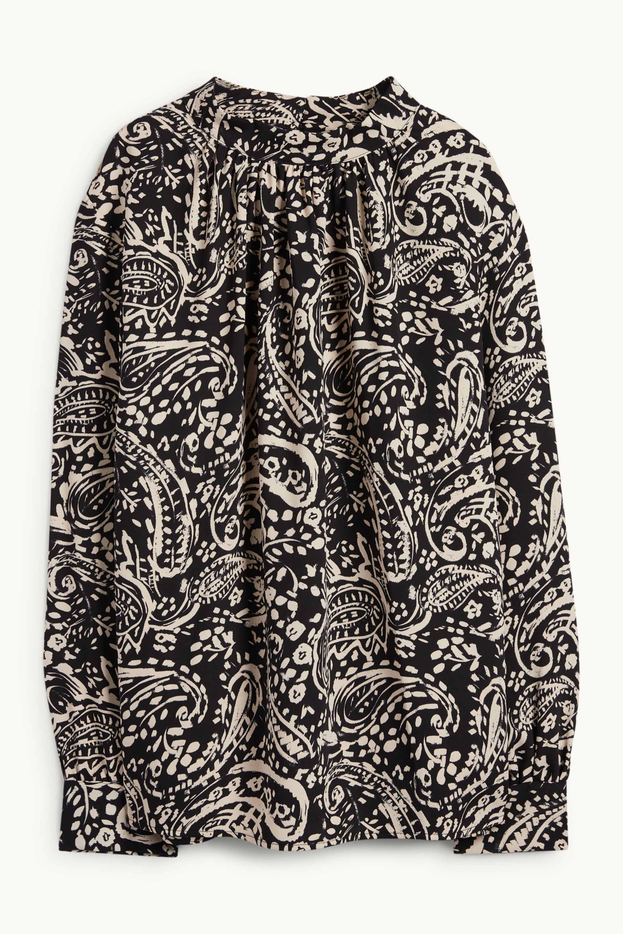 Blouse - patterned black / beige