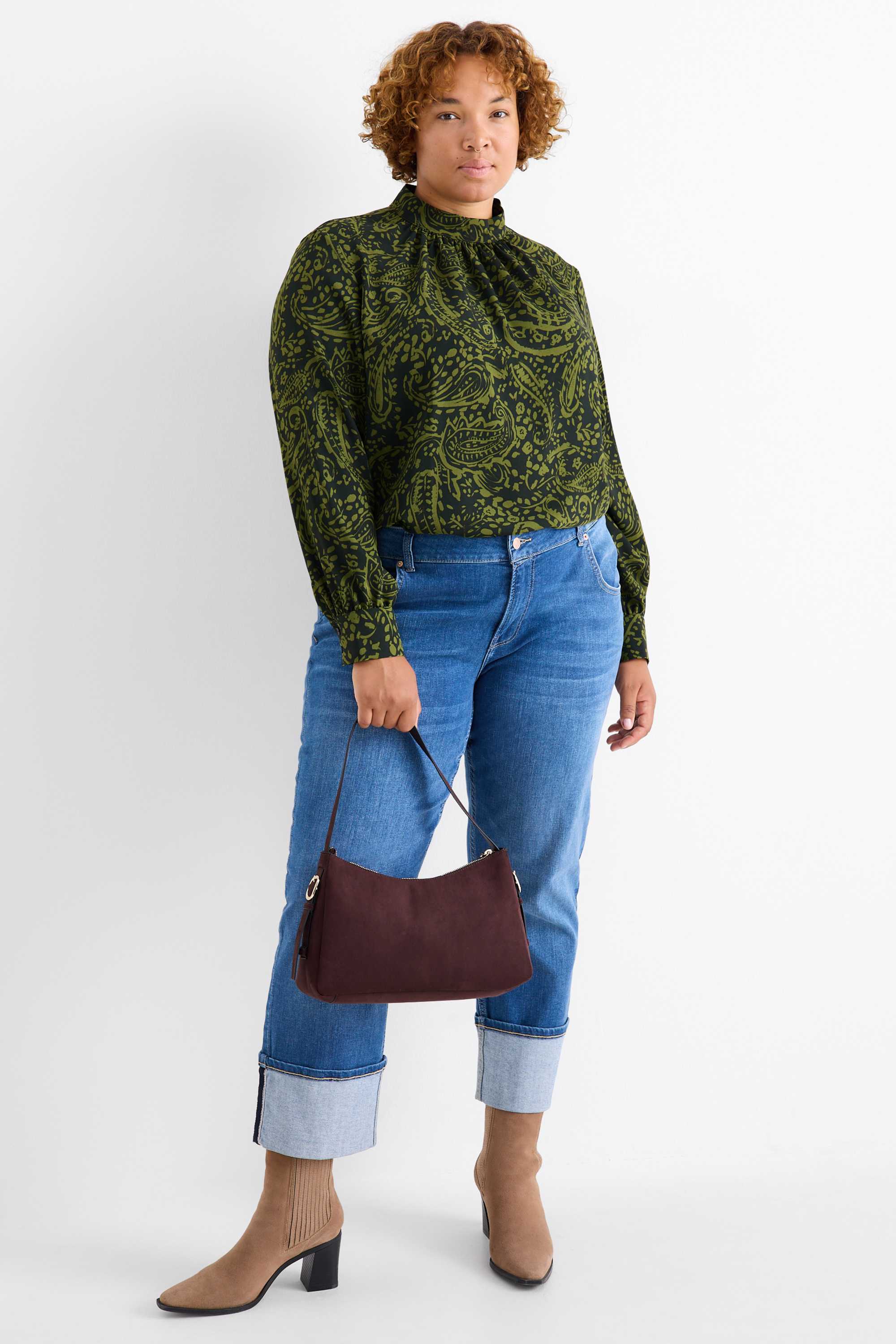 Blouse - patterned dark green