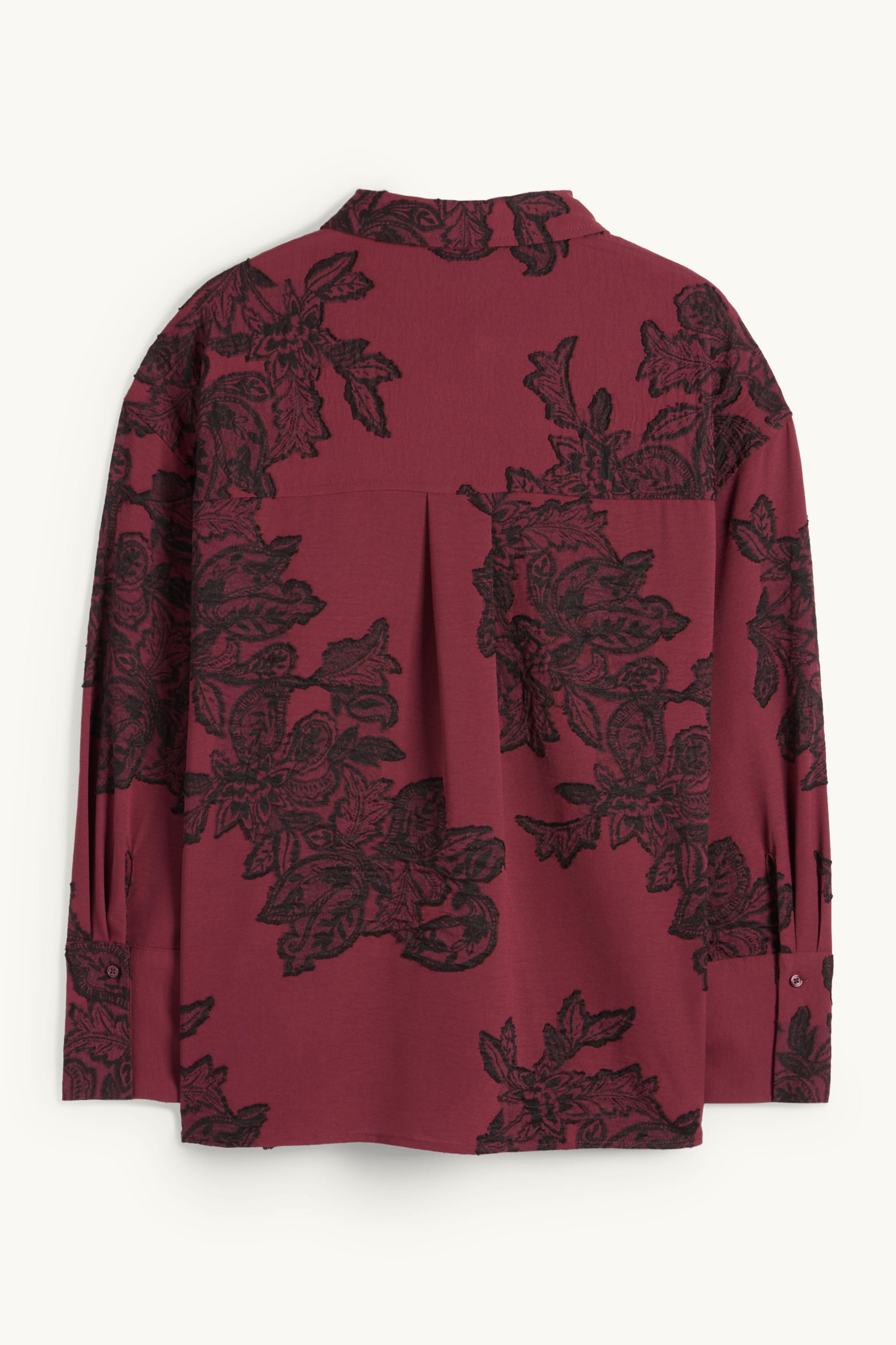 Blouse - floral - textured bordeaux