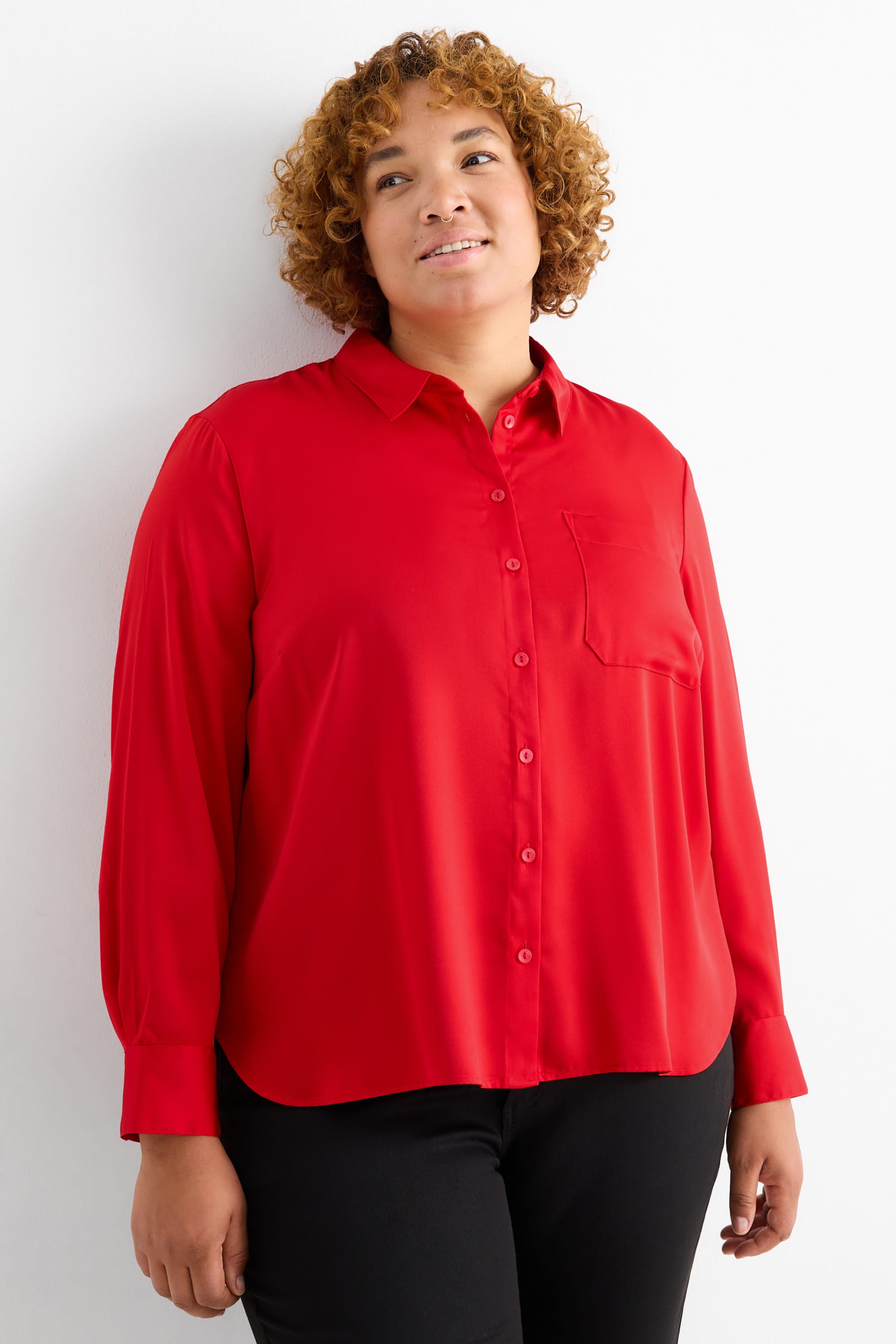 Satin blouse red