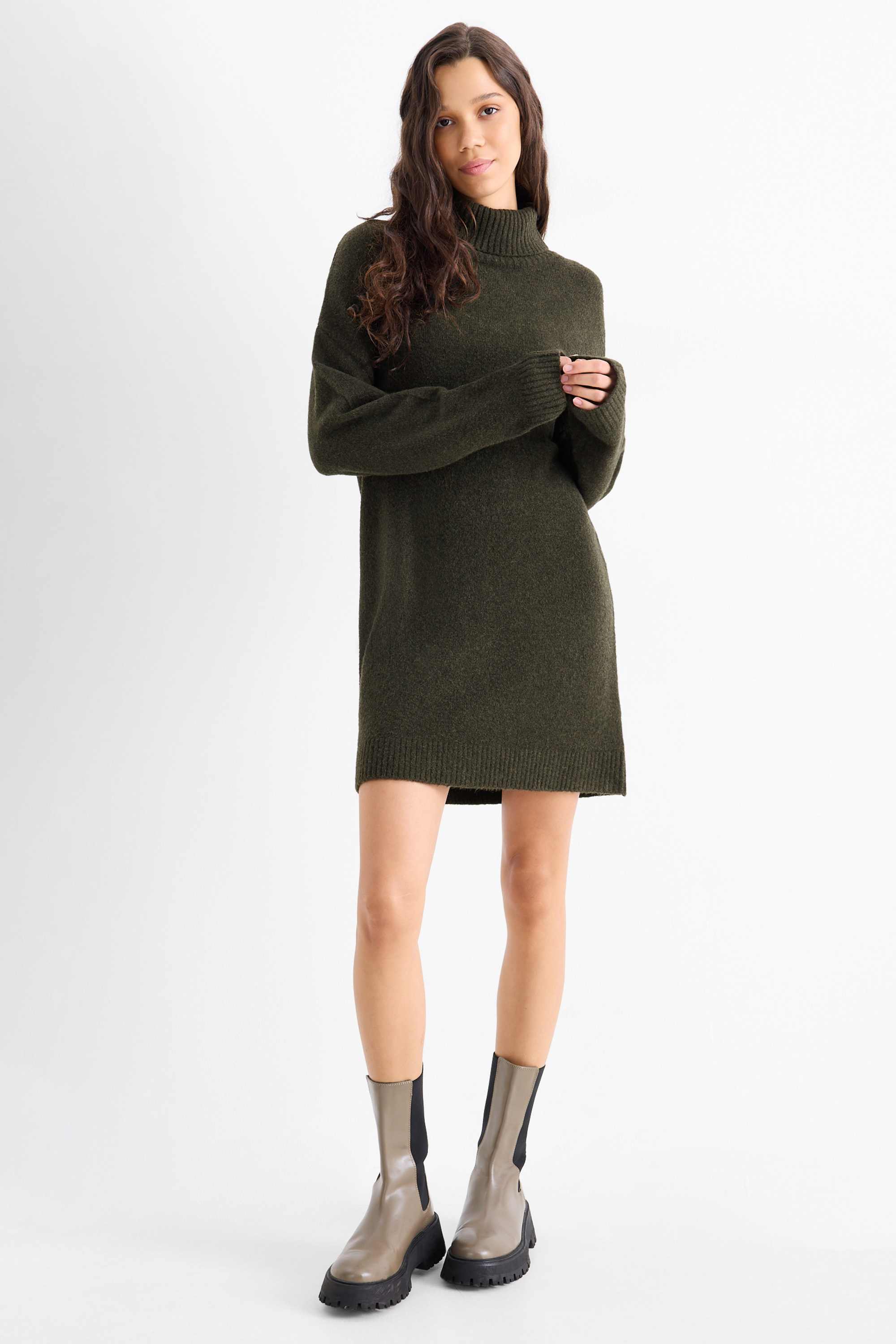 Knitted dress dark green