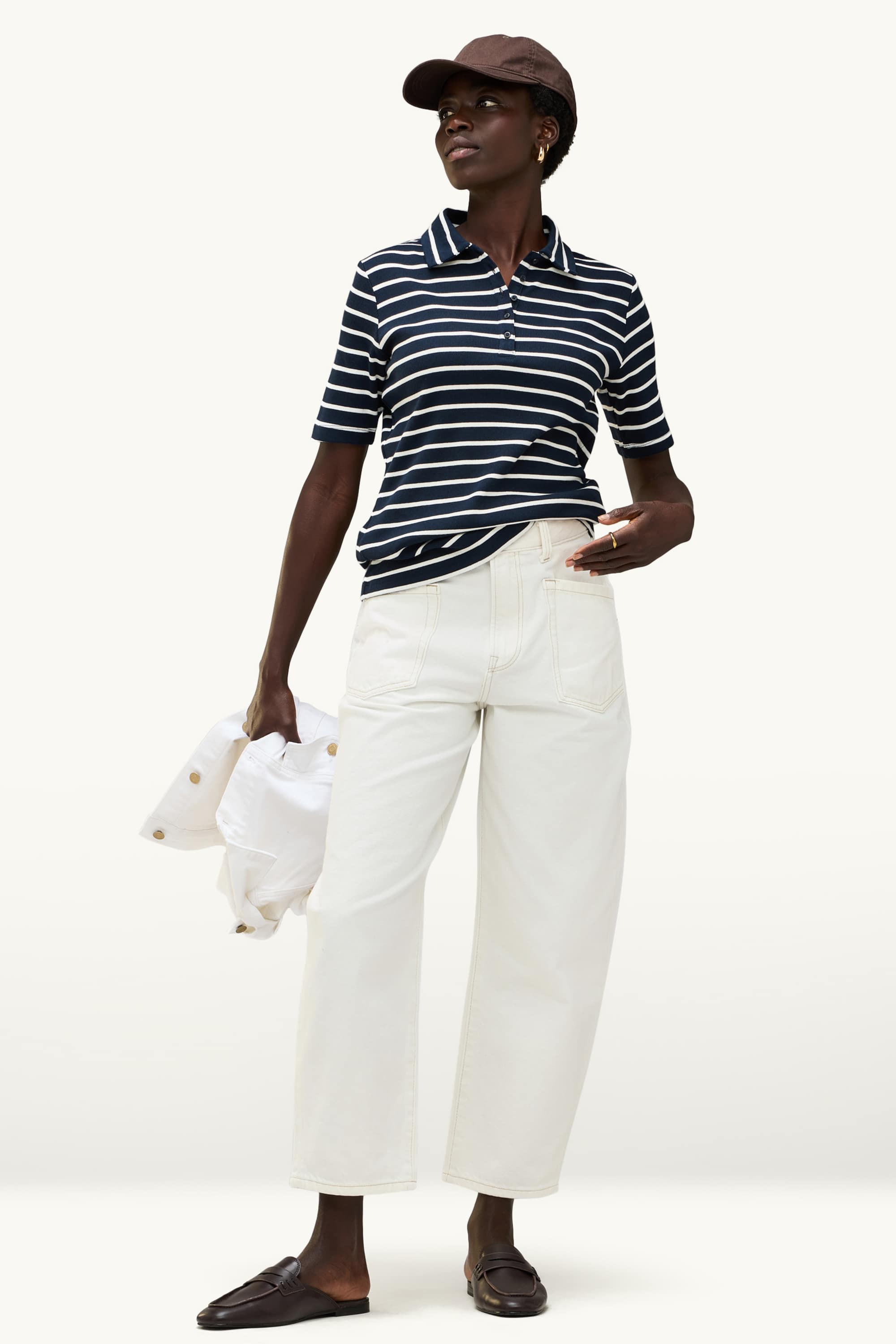 Polo shirt - regular fit - ribbed - striped dark blue / white